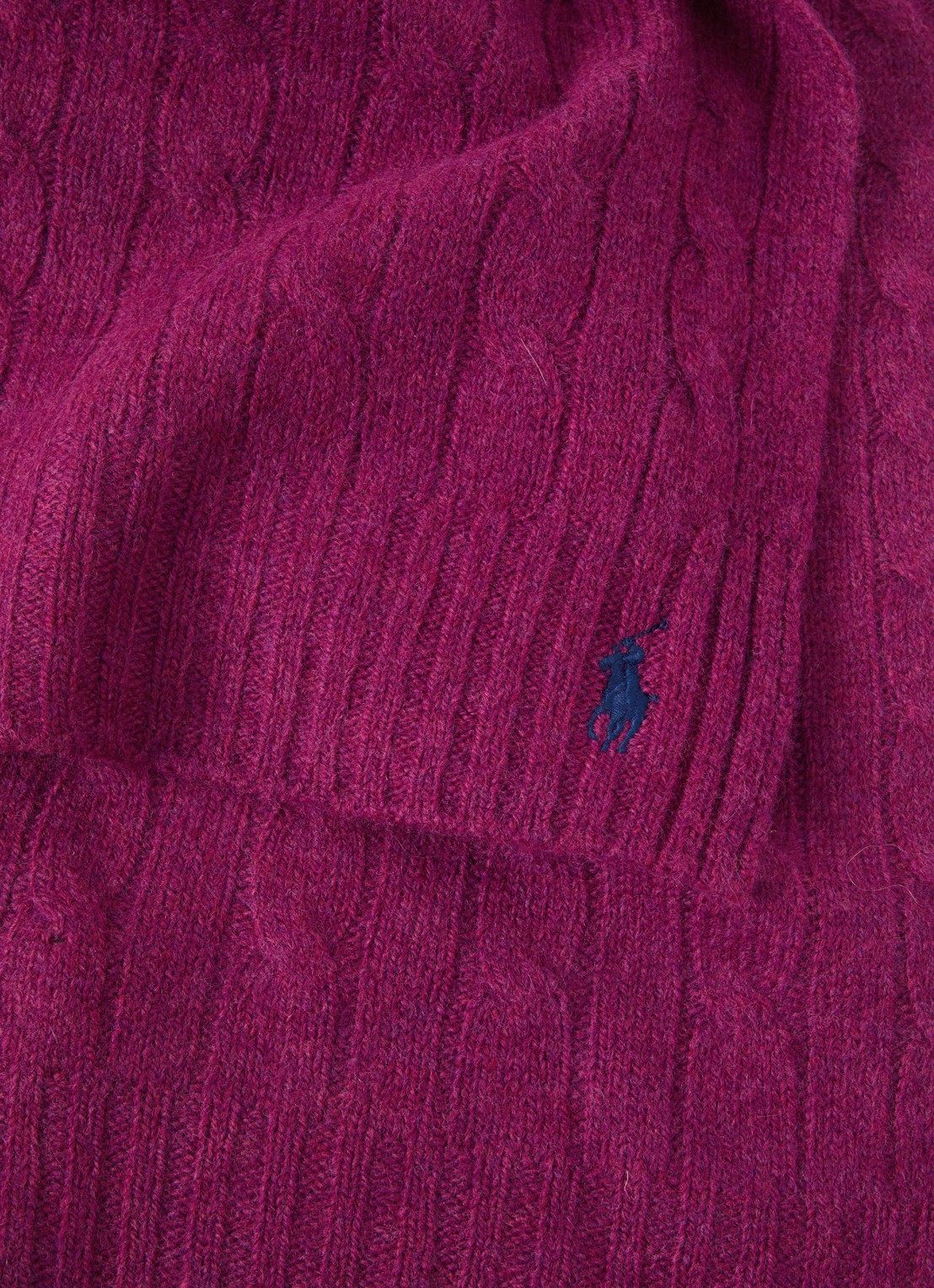 Ralph Lauren Kabelgebreide sjaal in kasjmierblend 183 x 27 cm - detail 3 aubergine