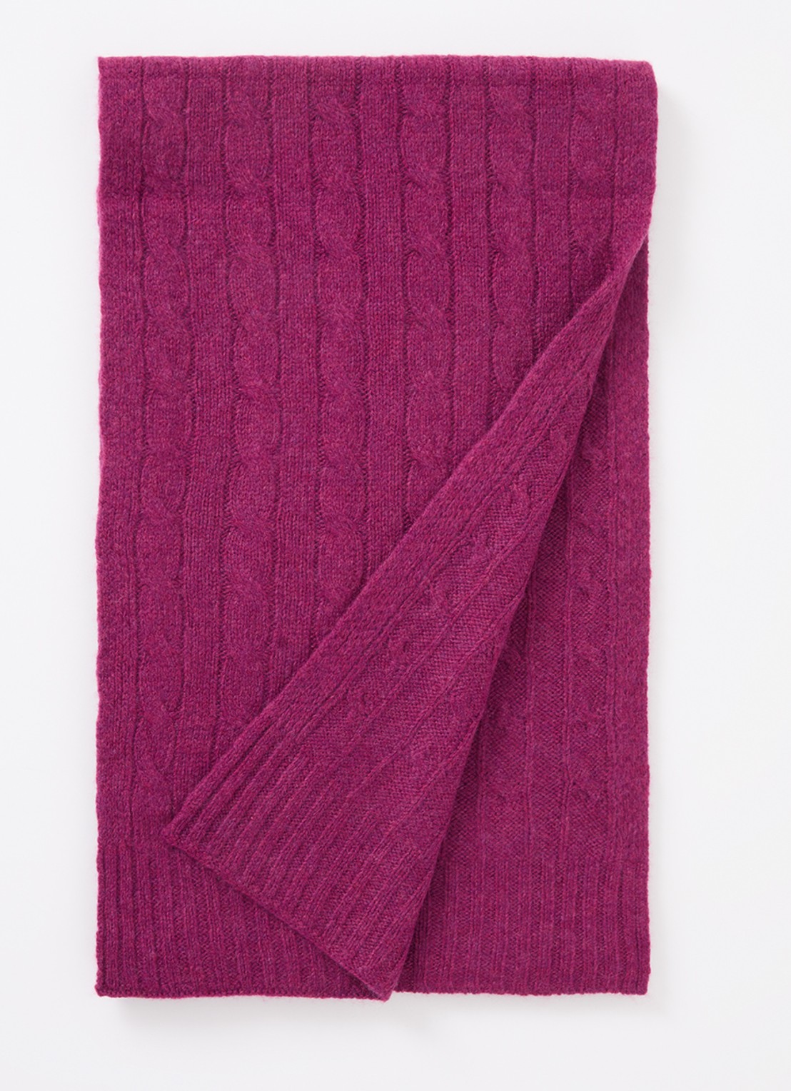 Ralph Lauren Kabelgebreide sjaal in kasjmierblend 183 x 27 cm - voorkant aubergine