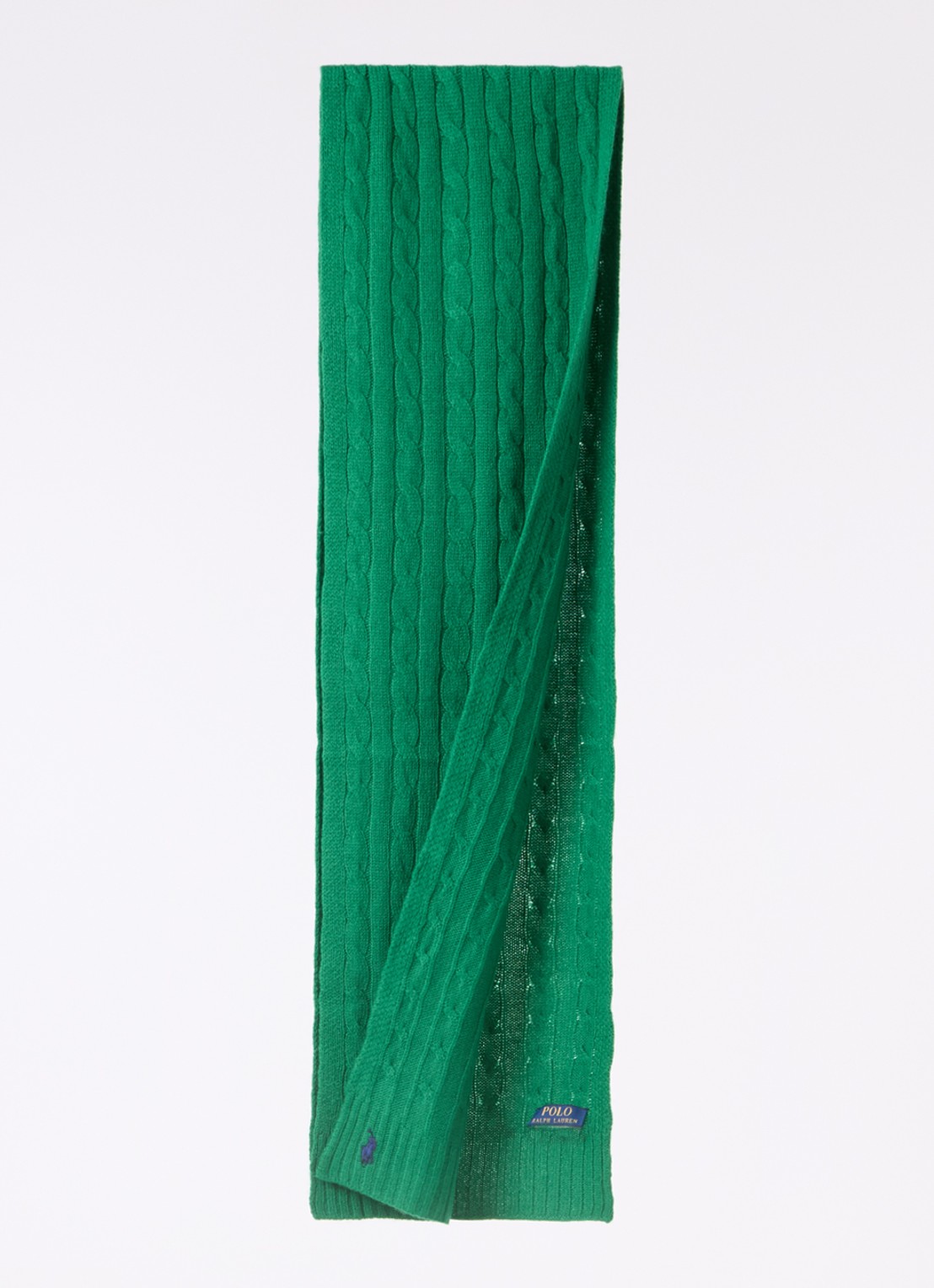 Ralph Lauren Kabelgebreide sjaal in kasjmierblend 183 x 27 cm - detail 2 groen