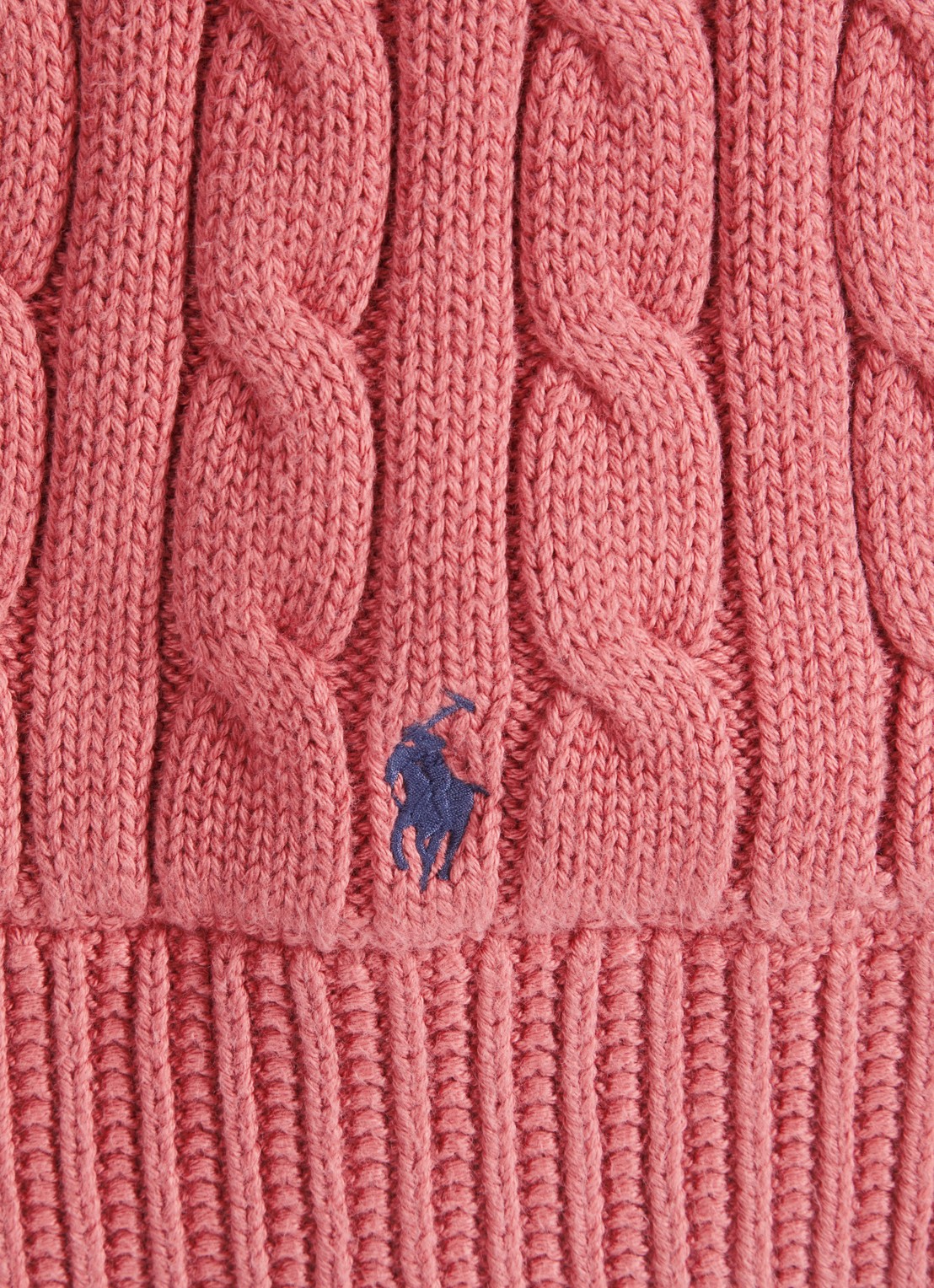 Ralph Lauren Kabelgebreide sjaal met logoborduring 125 x 20 cm - detail 2 koraalroze