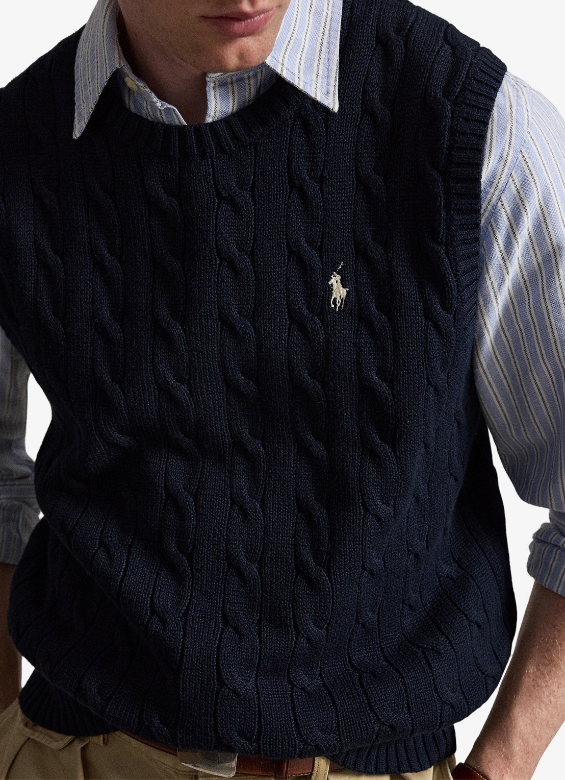 Ralph Lauren Kabelgebreide spencer met logo - detail 4 hunter navy / donkerblauw