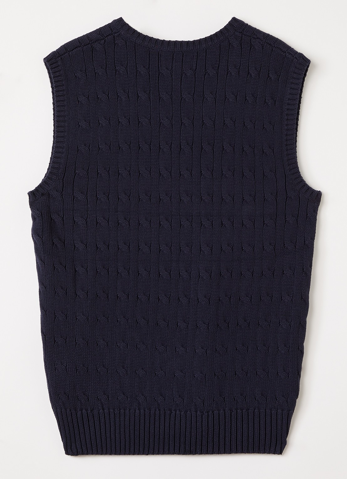 Ralph Lauren Kabelgebreide spencer met logoborduring - voorkant 3 donkerblauw