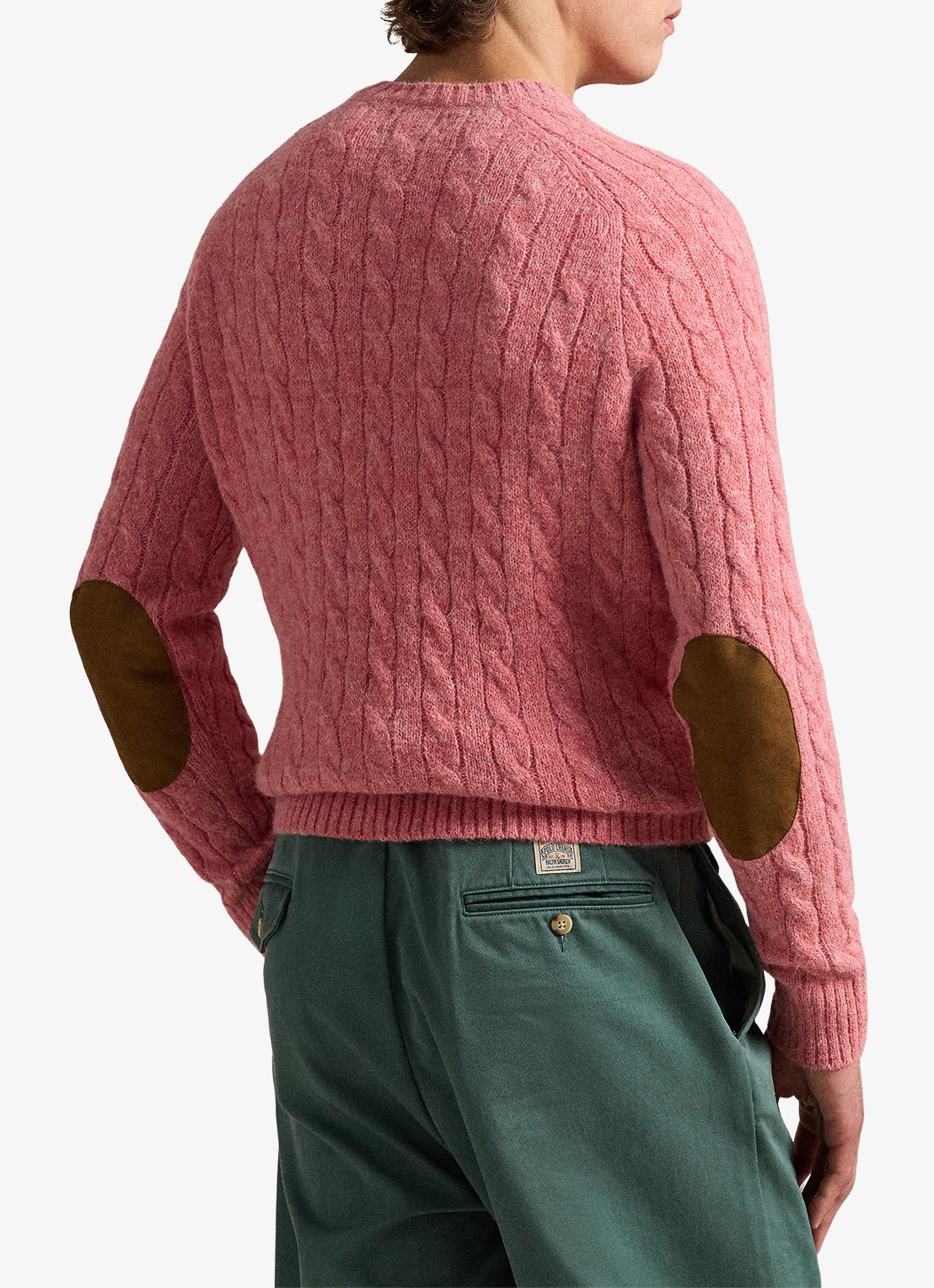 Ralph Lauren Kabelgebreide trui in alpacawolblend - achterkant 5 strawberry gelato hthr / roze