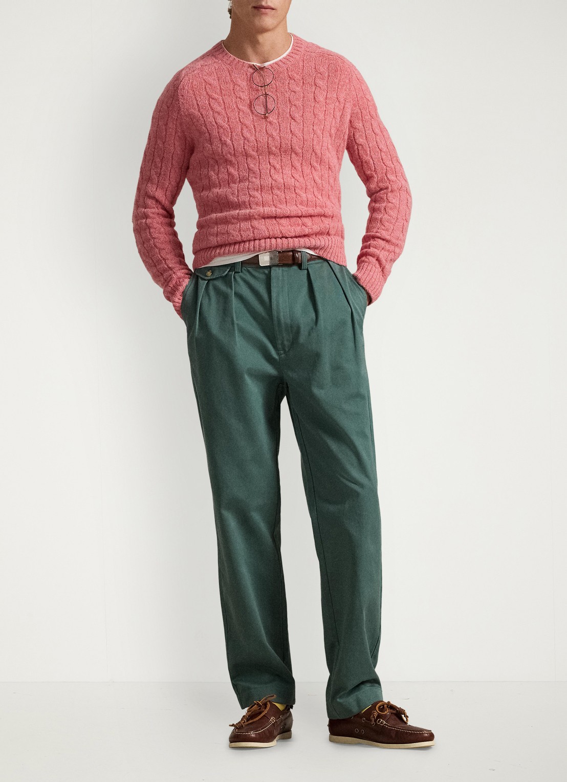 Ralph Lauren Kabelgebreide trui in alpacawolblend - detail 3 strawberry gelato hthr / roze