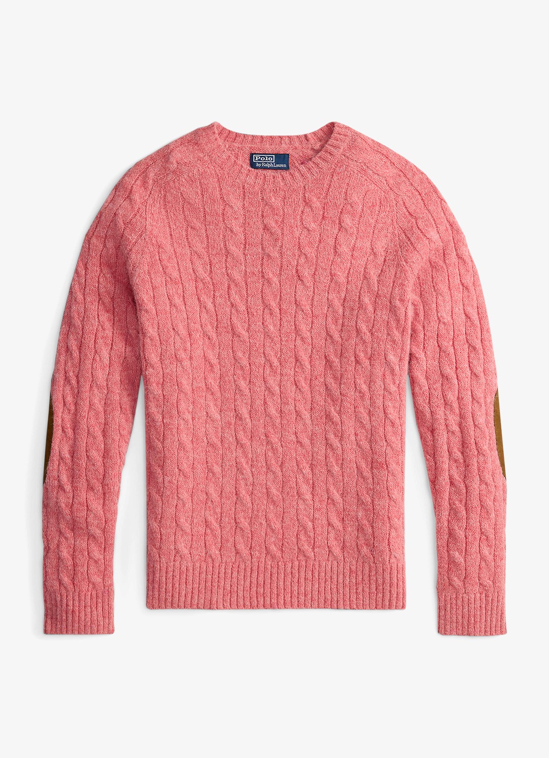 Ralph Lauren Kabelgebreide trui in alpacawolblend - voorkant strawberry gelato hthr / roze