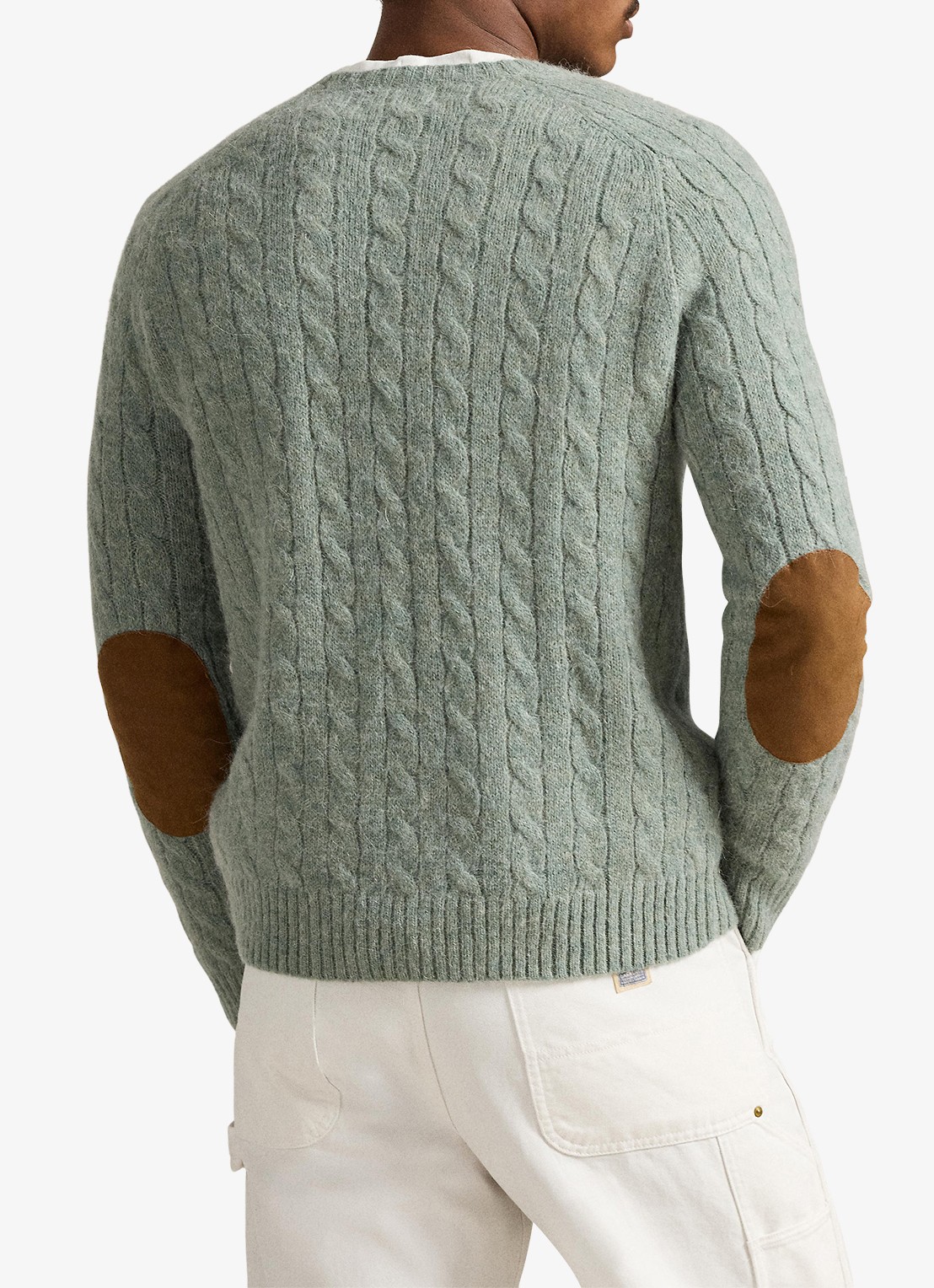 Ralph Lauren Kabelgebreide trui in alpacawolblend - achterkant fern green heather / groen