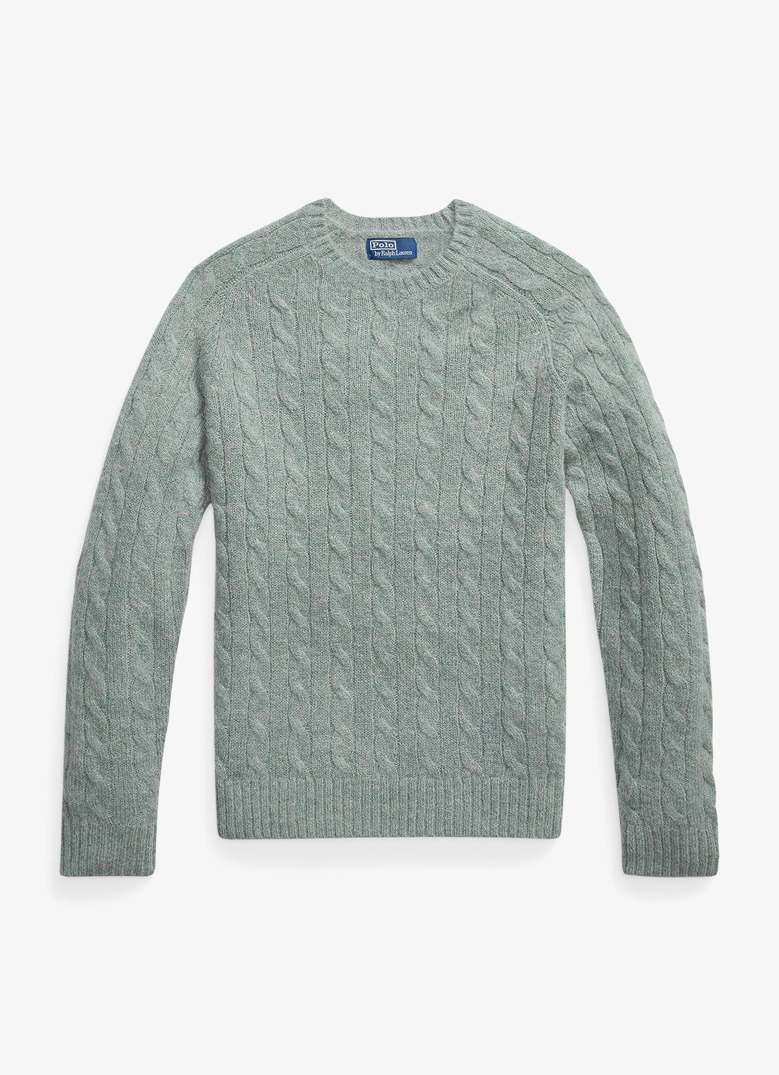 Ralph Lauren Kabelgebreide trui in alpacawolblend - voorkant 2 fern green heather / groen