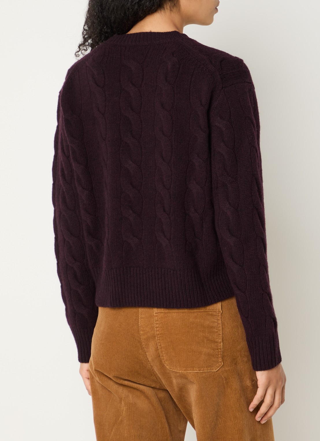 Ralph Lauren Kabelgebreide trui in kasjmierblend met logoborduring - achterkant 2 aubergine