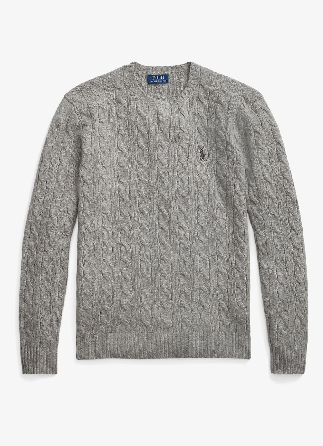 Ralph Lauren Kabelgebreide trui in kasjmierblend met logoborduring - voorkant 4 grijs