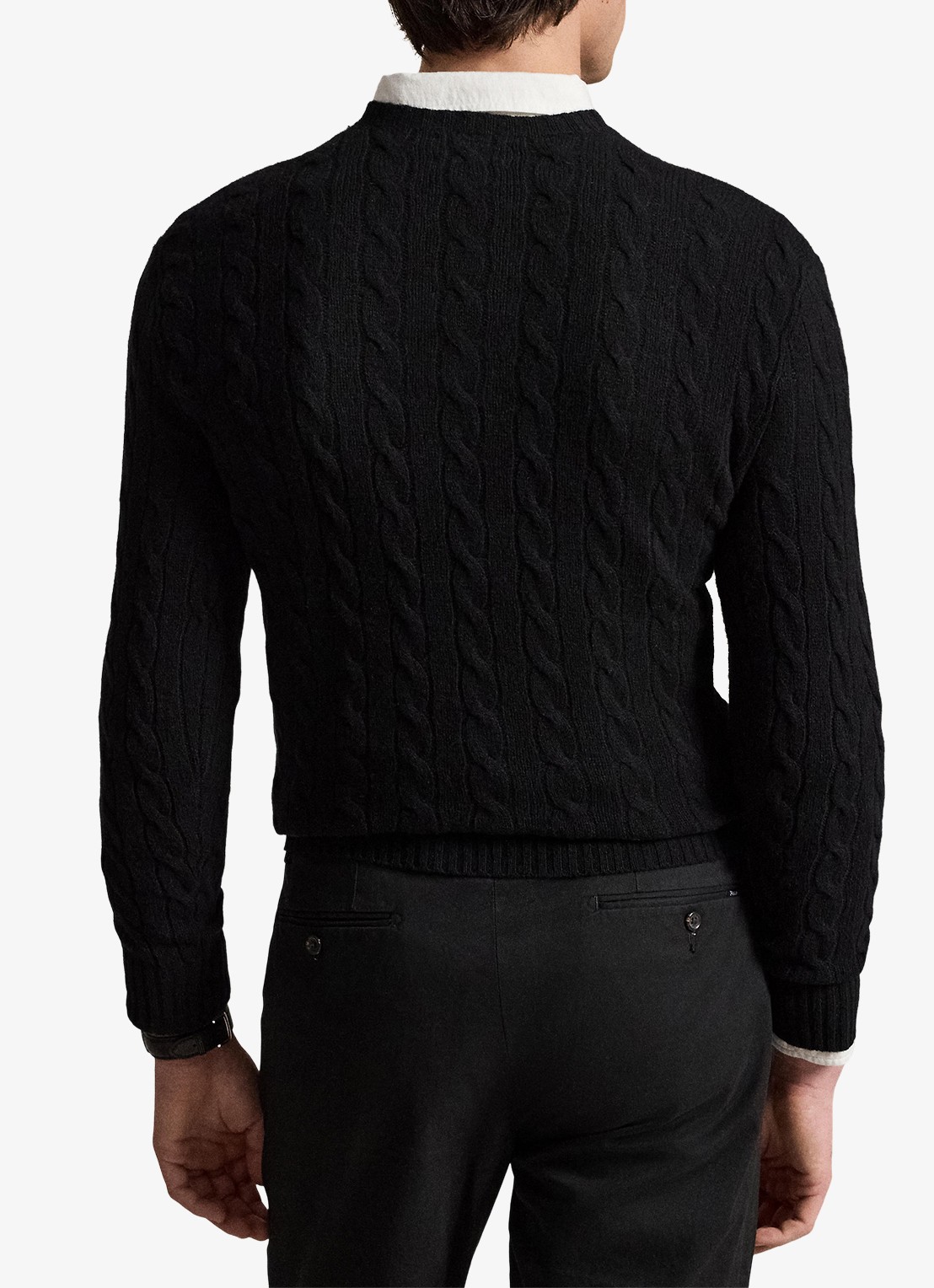 Ralph Lauren Kabelgebreide trui in kasjmierblend met logoborduring - achterkant 3 polo black / zwart