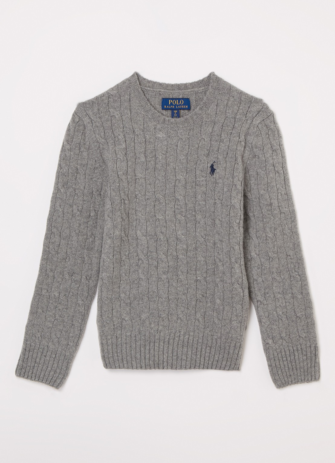 Ralph Lauren Kabelgebreide trui in kasjmierblend - voorkant grijs