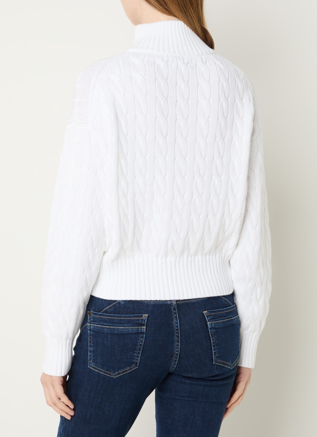 Ralph Lauren Kabelgebreide trui met halve rits en logo - achterkant 4 wit