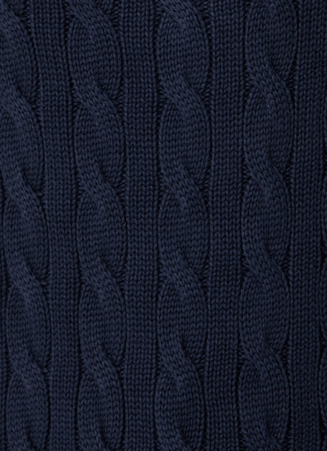 Ralph Lauren Kabelgebreide trui met halve rits en logo - detail 4 donkerblauw