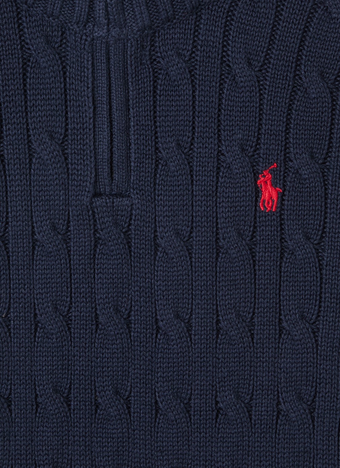 Ralph Lauren Kabelgebreide trui met halve rits - detail 3 donkerblauw