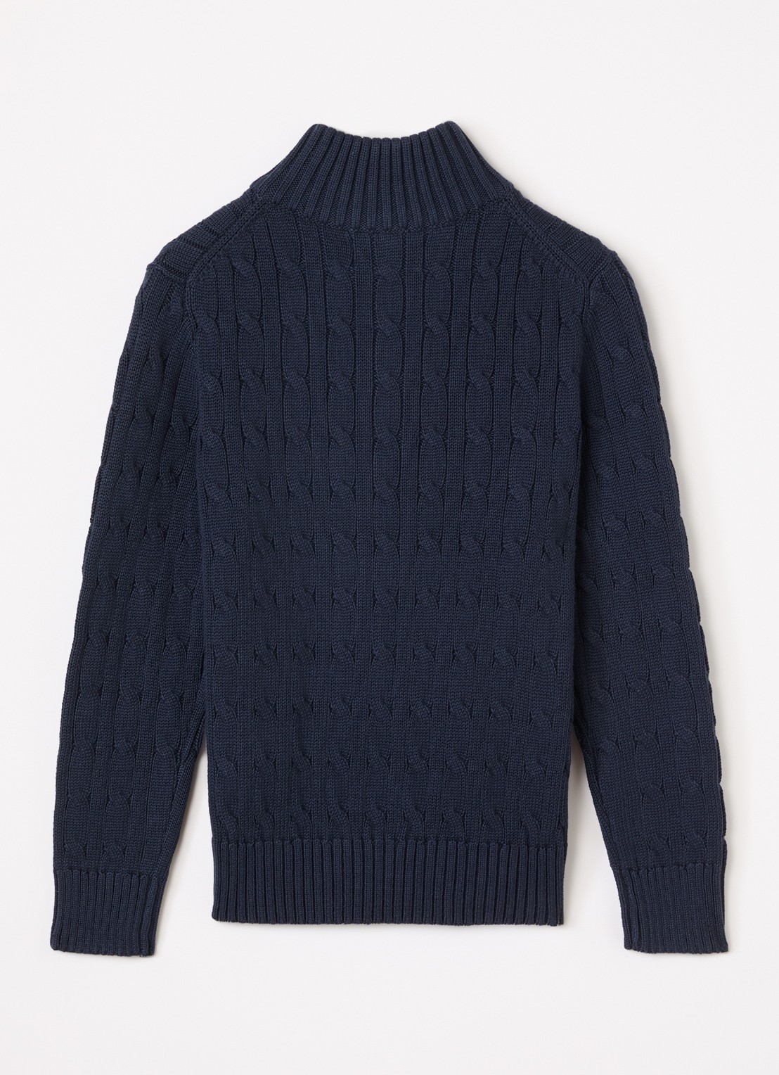 Ralph Lauren Kabelgebreide trui met halve rits - voorkant 2 donkerblauw