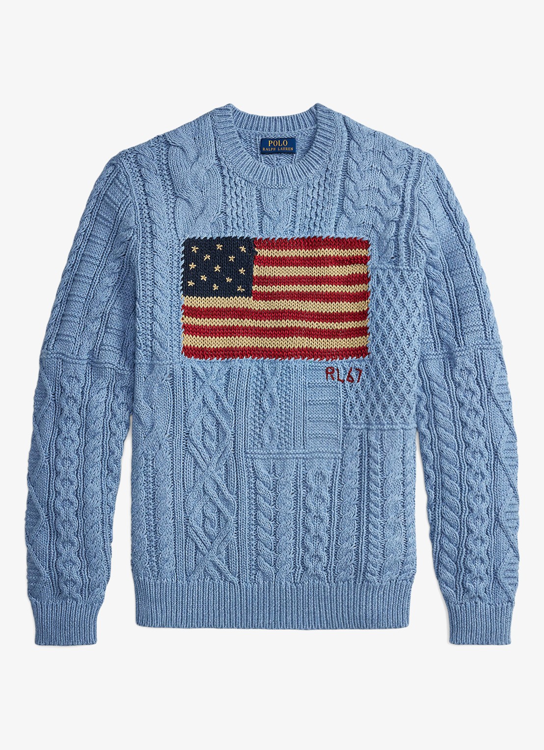 Ralph Lauren Kabelgebreide trui met ingebreid patroon - voorkant 3 light blue combo-4536