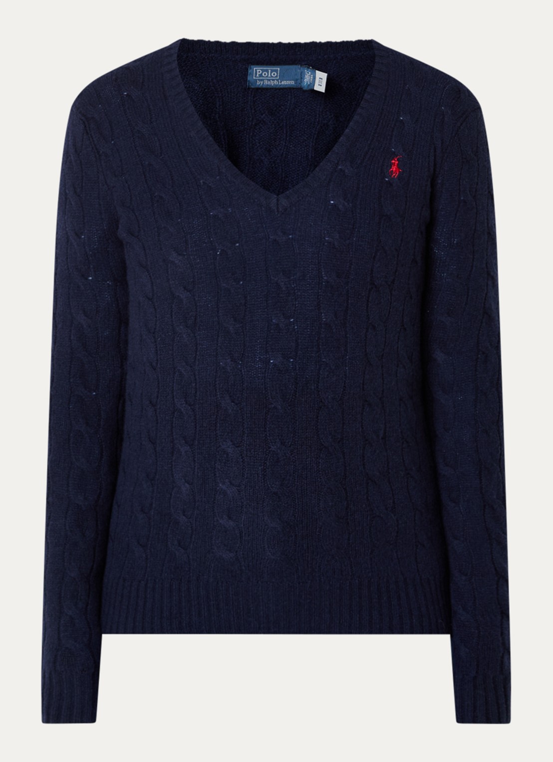 Ralph Lauren Kabelgebreide trui met logo borduring - voorkant 3 donkerblauw