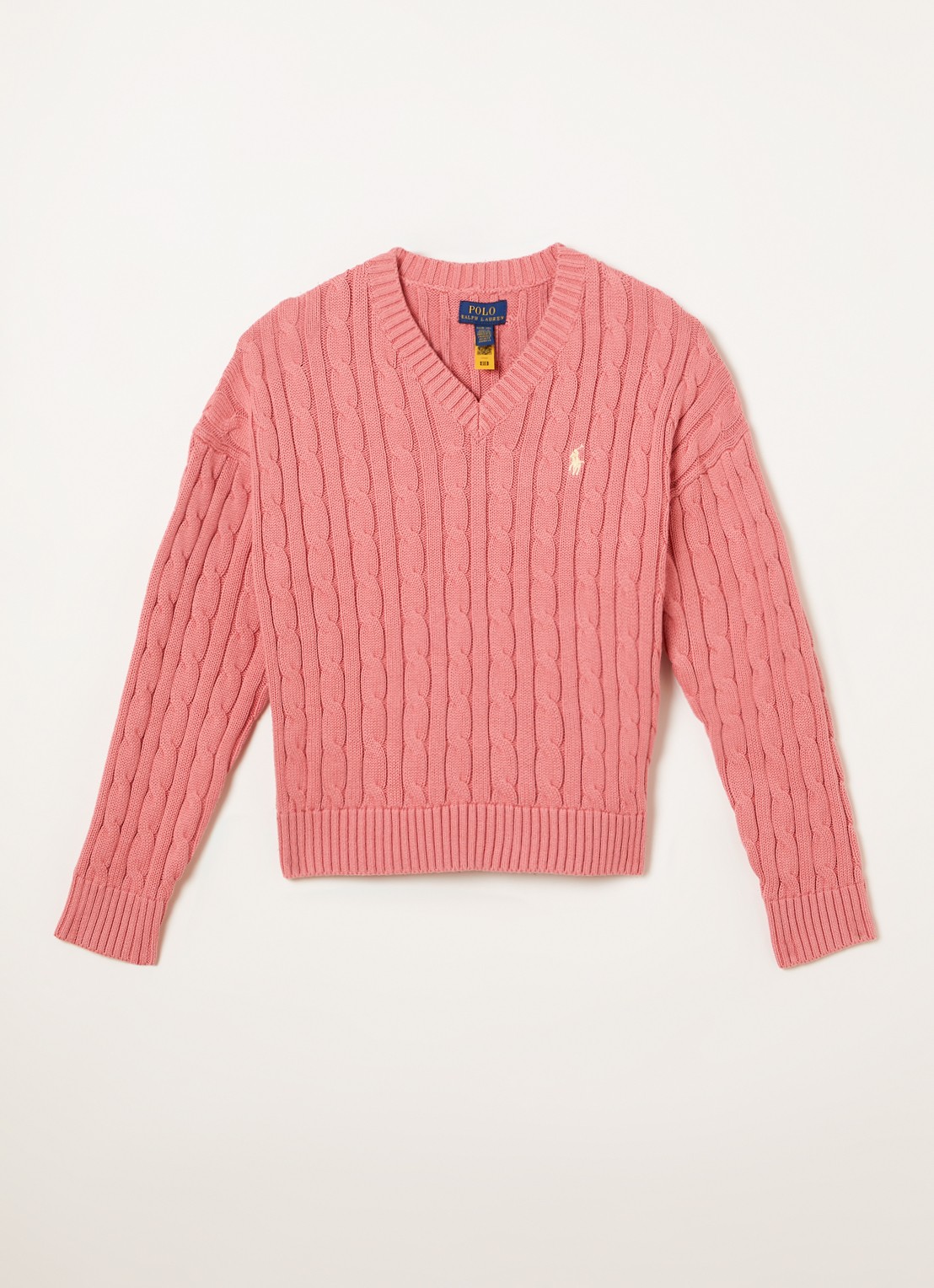 Ralph Lauren Kabelgebreide trui met logo - voorkant 2 roze