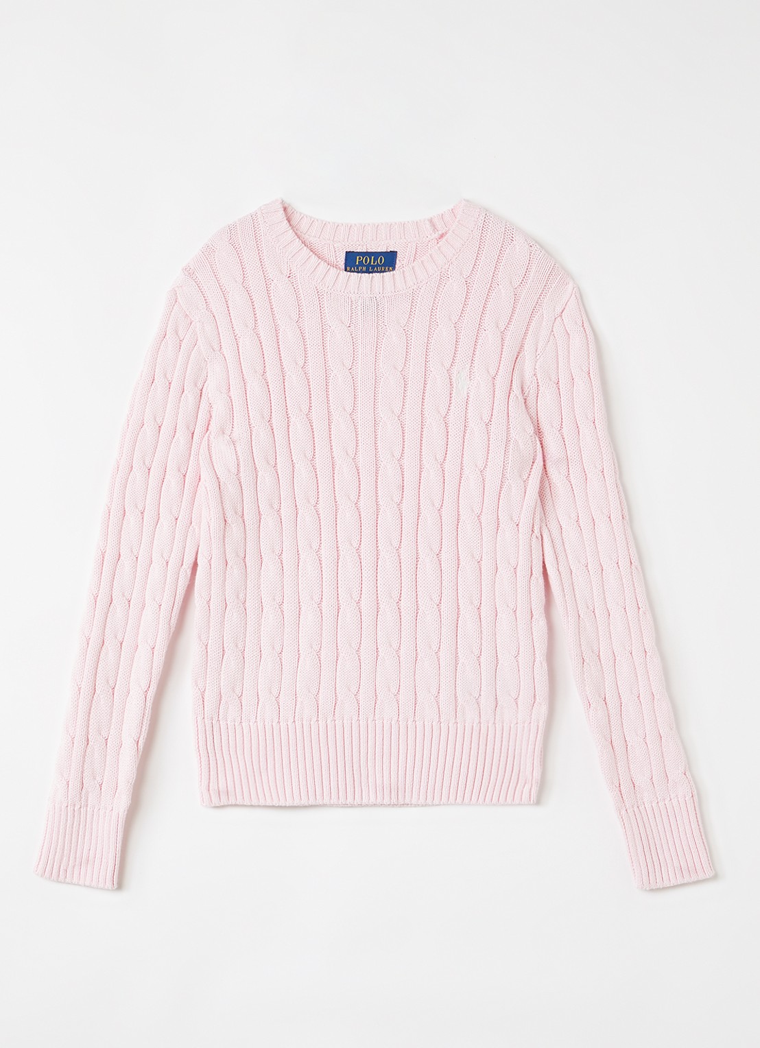 Ralph Lauren Kabelgebreide trui met logoborduring - voorkant roze
