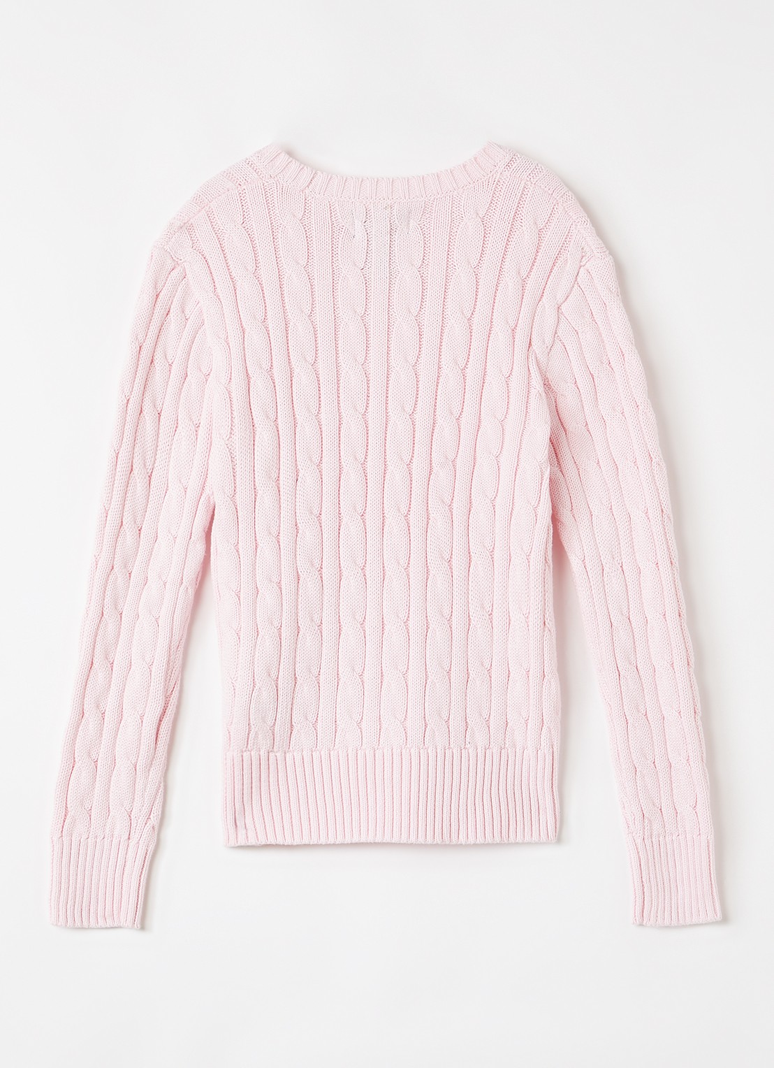 Ralph Lauren Kabelgebreide trui met logoborduring - voorkant 2 roze