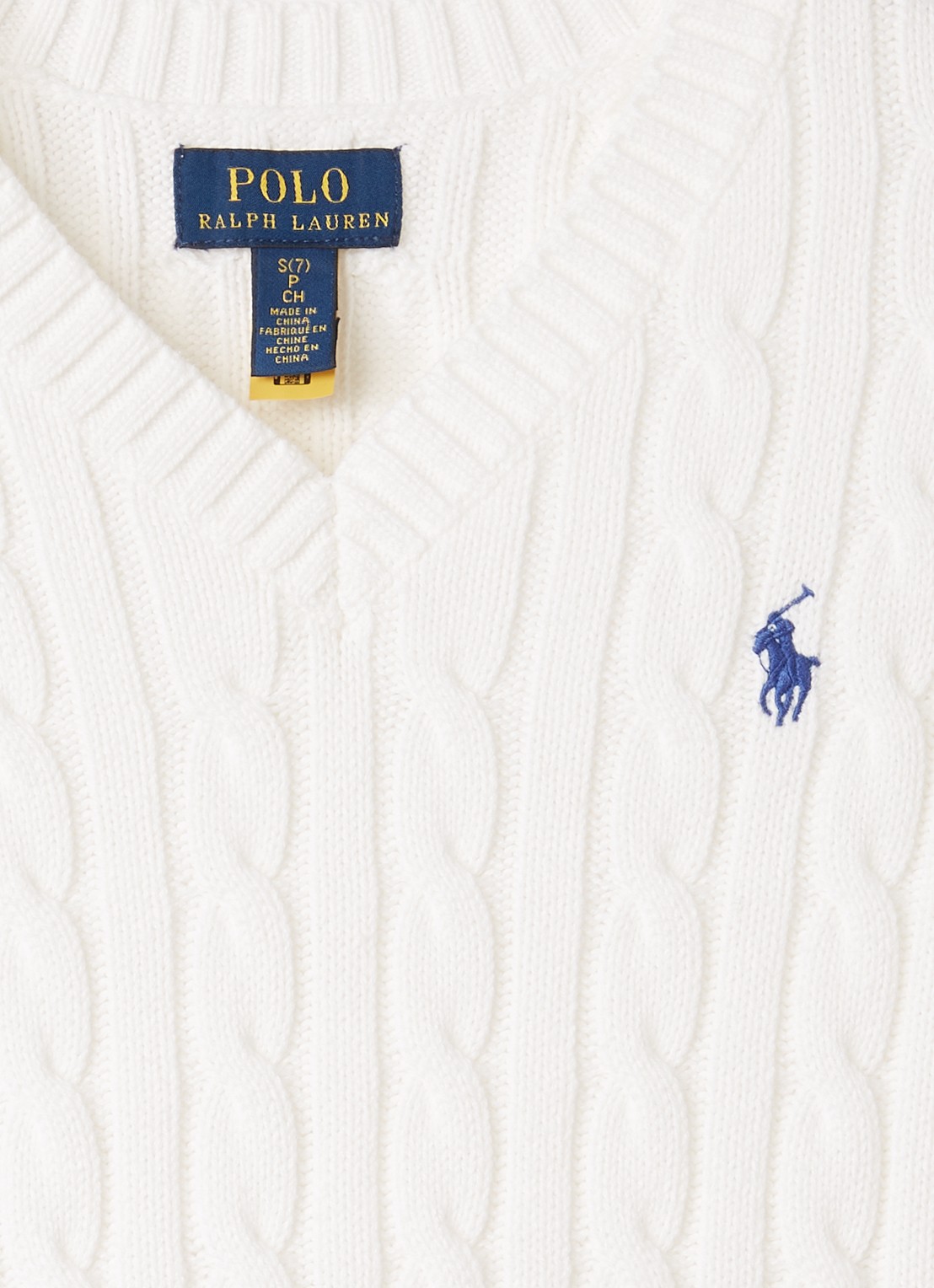 Ralph Lauren Kabelgebreide trui met logoborduring - detail 3 wit