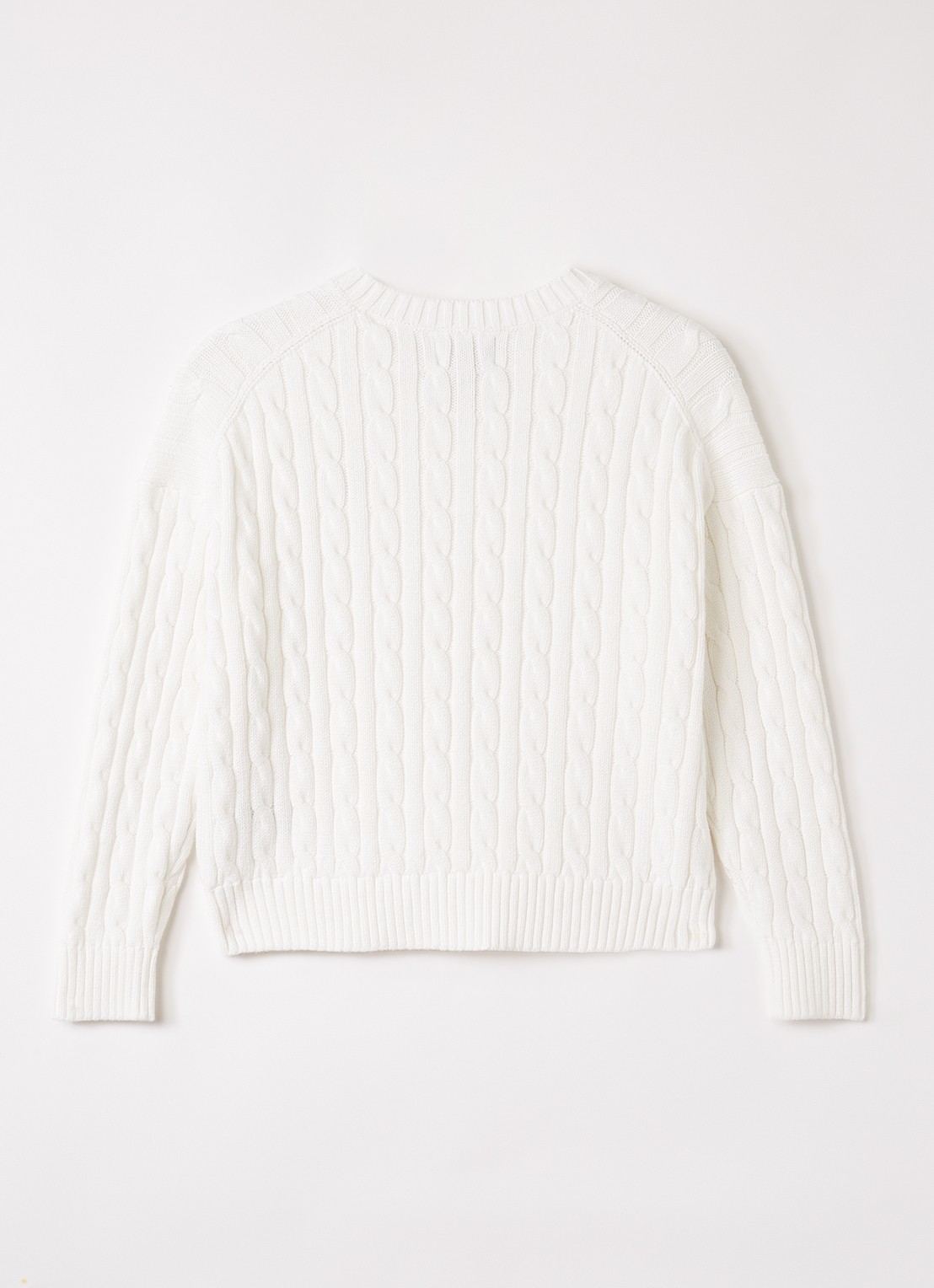 Ralph Lauren Kabelgebreide trui met logoborduring - voorkant 2 wit