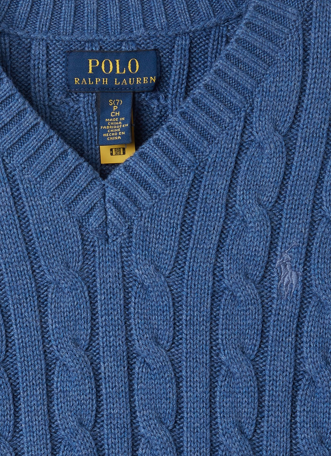 Ralph Lauren Kabelgebreide trui met logoborduring - detail 3 donkerblauw