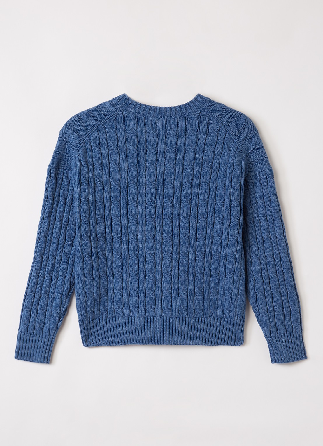 Ralph Lauren Kabelgebreide trui met logoborduring - voorkant 2 donkerblauw