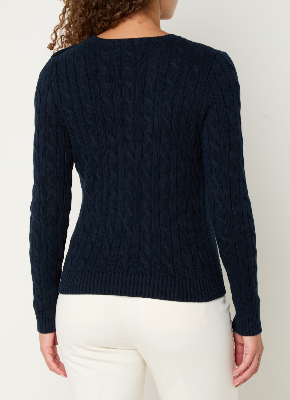 Ralph Lauren Kabelgebreide trui met logoborduring - achterkant 4 lauren navy / donkerblauw