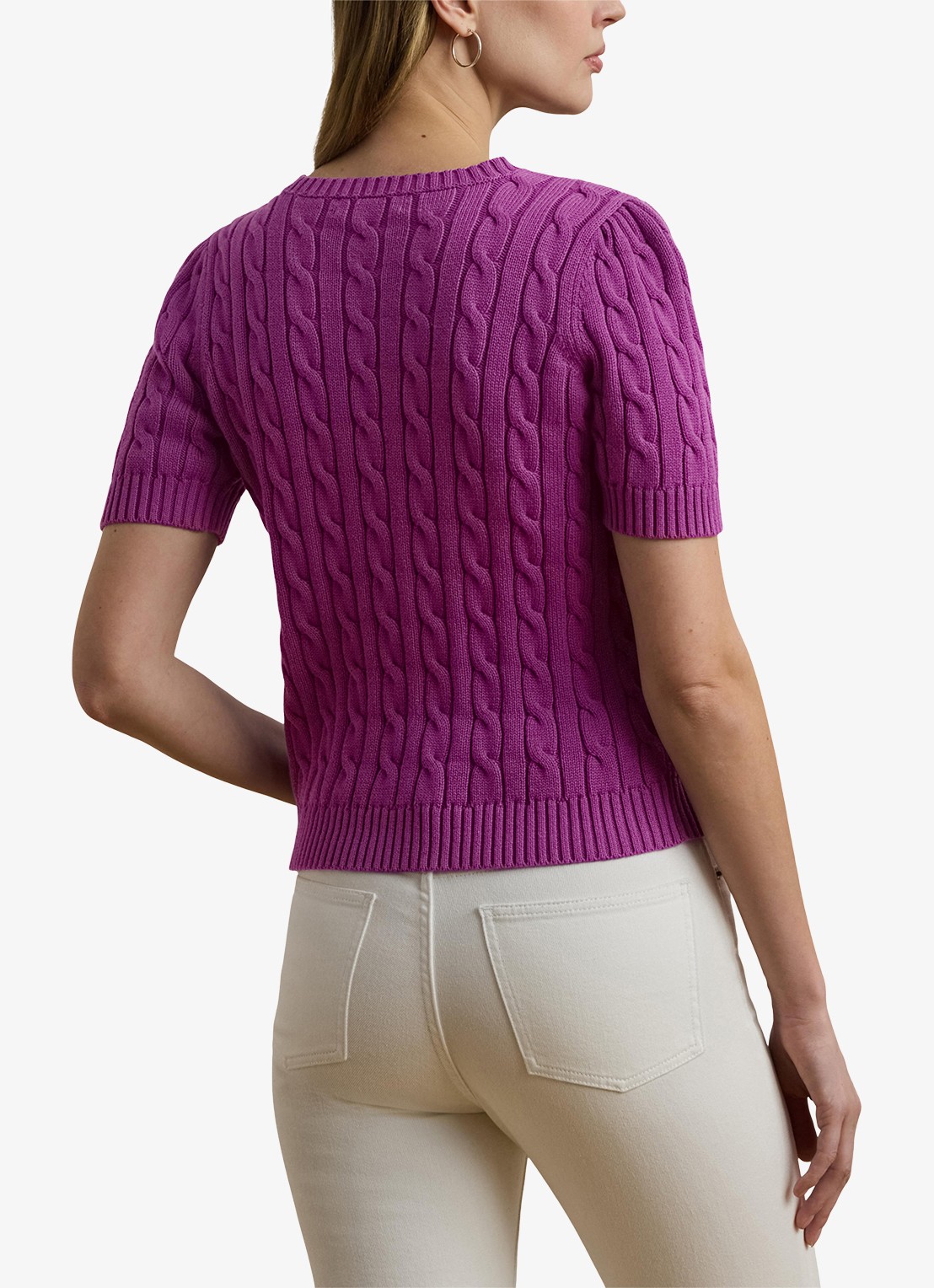 Ralph Lauren Kabelgebreide trui met logoborduring - achterkant 5 paars