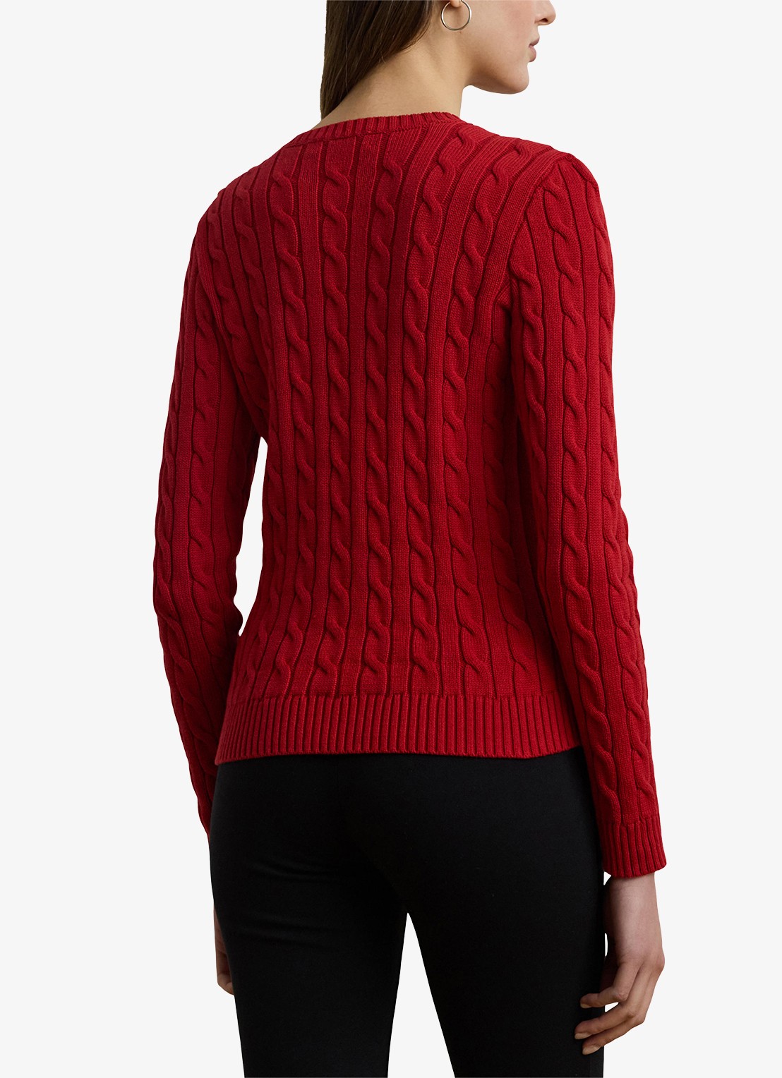 Ralph Lauren Kabelgebreide trui met logoborduring - achterkant 5 madison red / rood