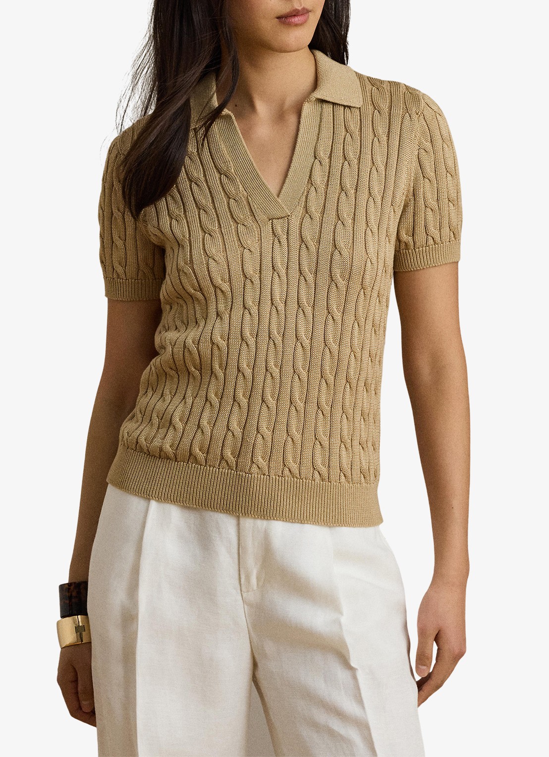 Ralph Lauren Kabelgebreide trui met logoborduring - detail 4 birch tan / beige