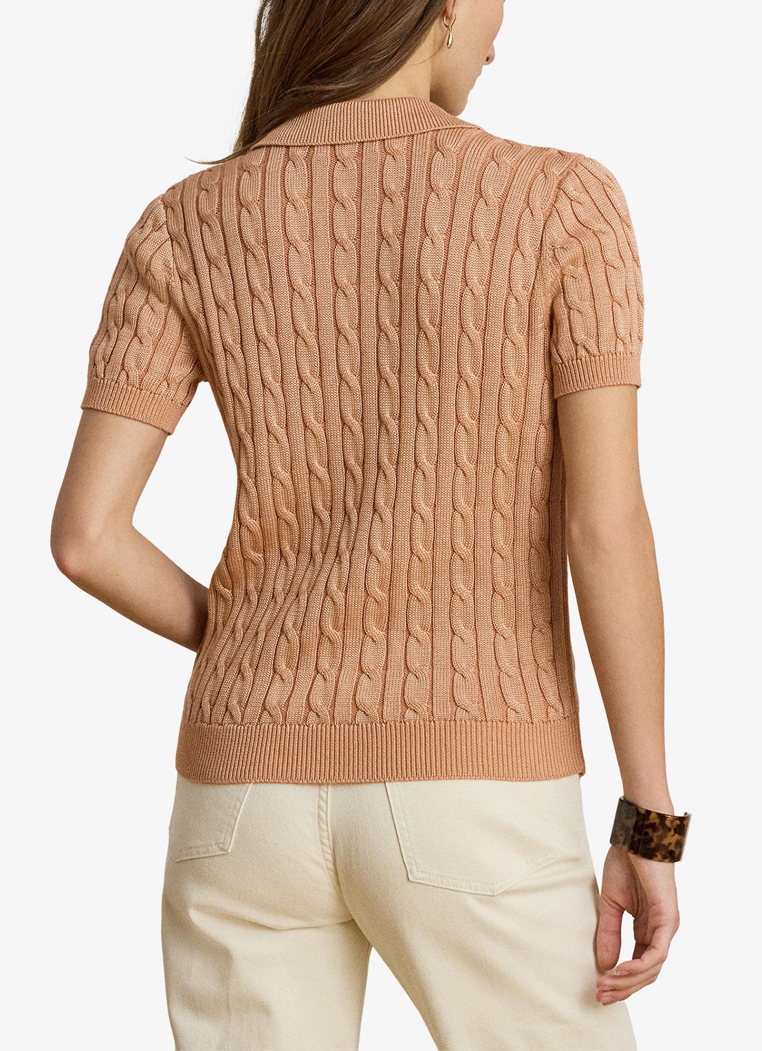Ralph Lauren Kabelgebreide trui met logoborduring - achterkant 3 pink sienna / roze