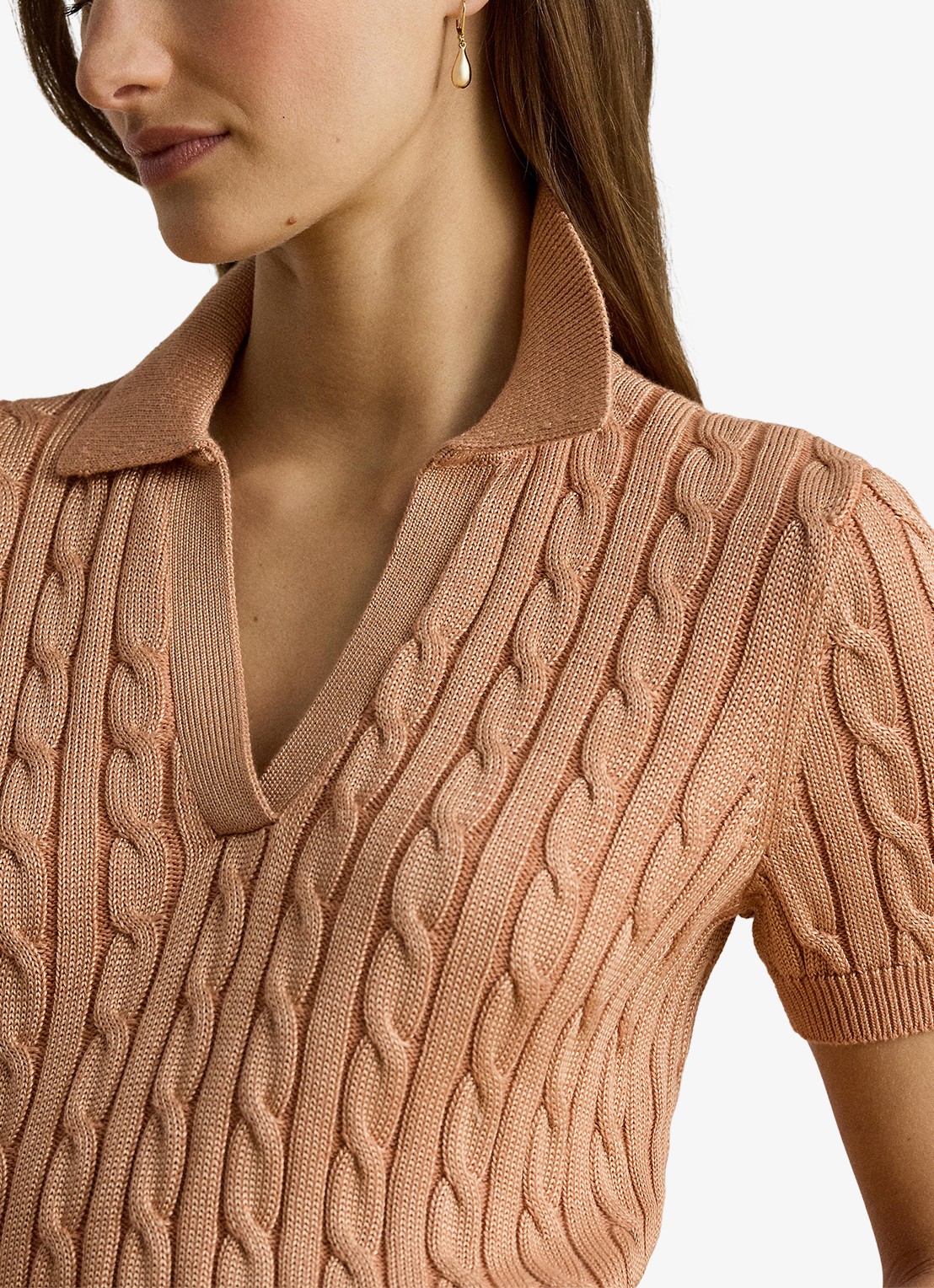 Ralph Lauren Kabelgebreide trui met logoborduring - detail 5 pink sienna / roze