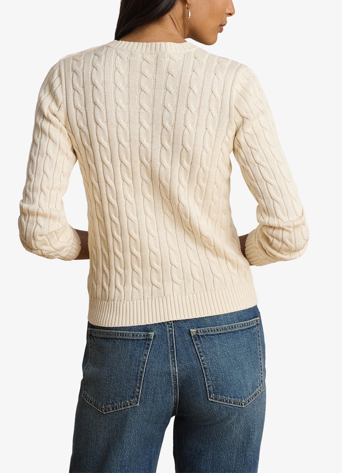 Ralph Lauren Kabelgebreide trui met logoborduring - achterkant 3 mascarpone crème / crème
