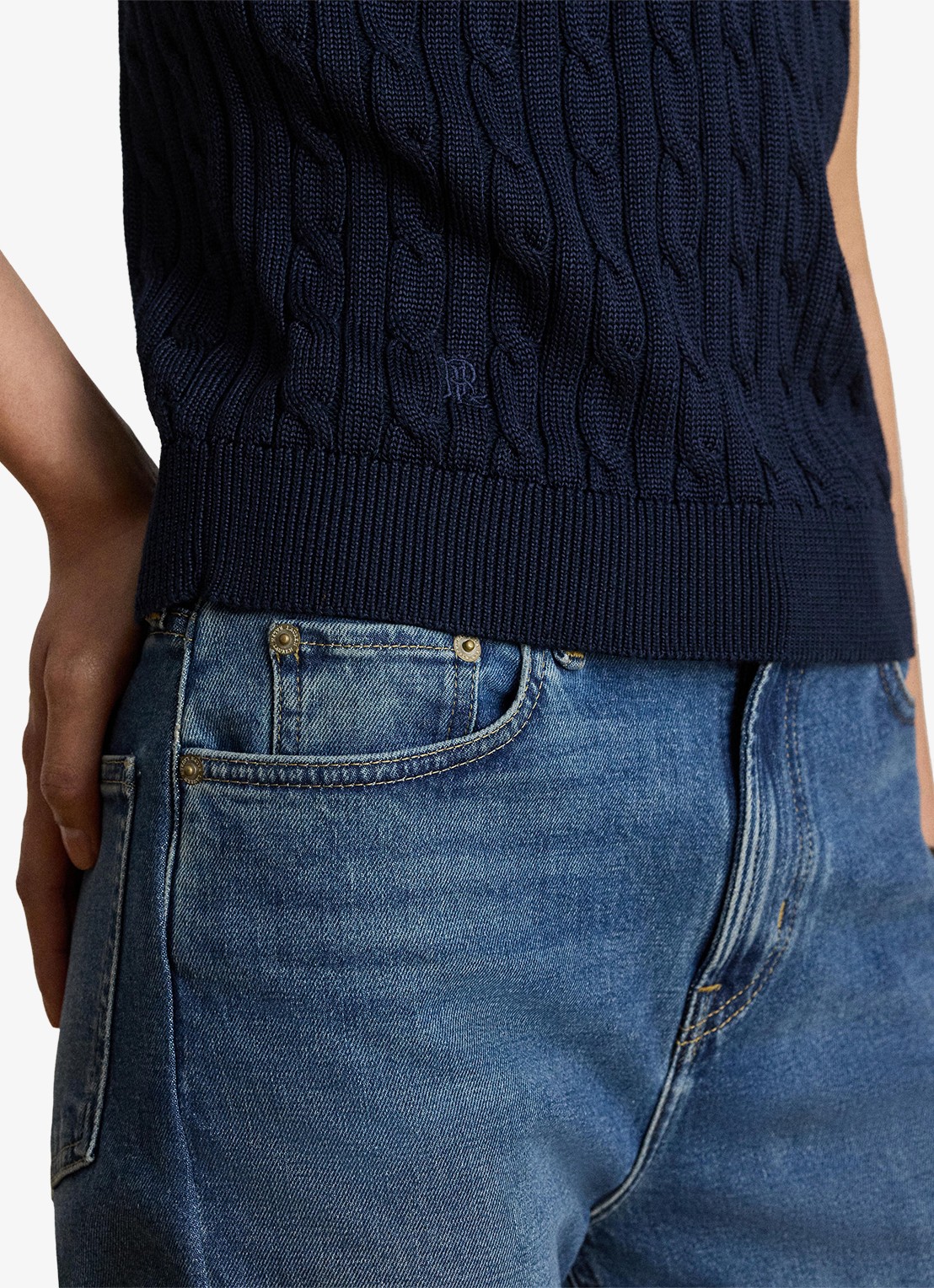 Ralph Lauren Kabelgebreide trui met logoborduring - detail 5 lauren navy / blauw