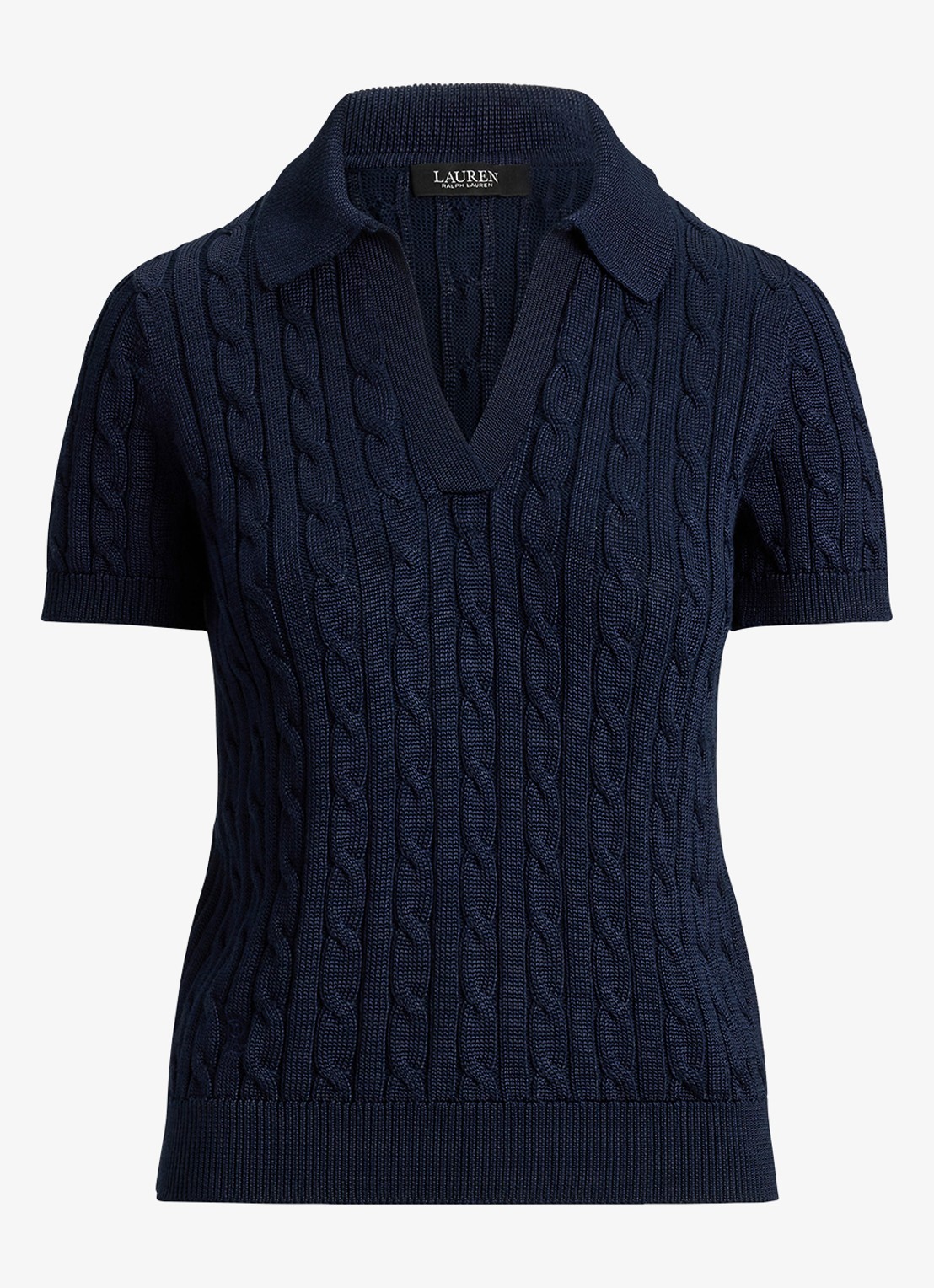 Ralph Lauren Kabelgebreide trui met logoborduring - voorkant lauren navy / blauw
