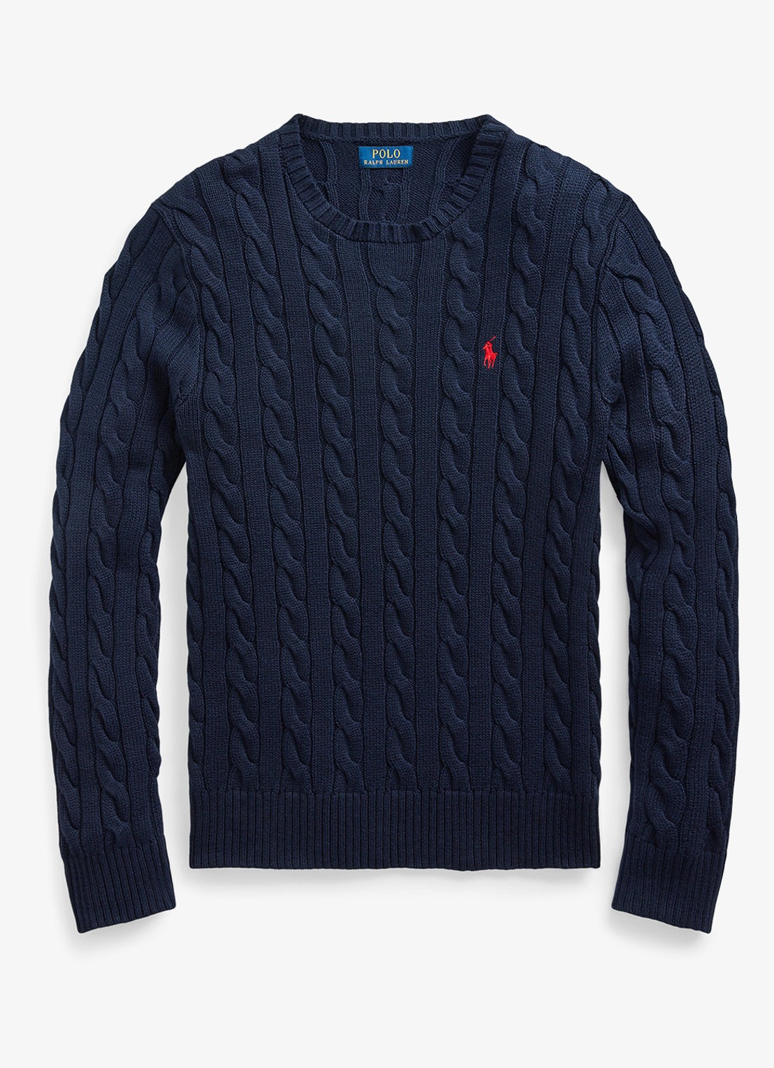 Ralph Lauren Kabelgebreide trui met logoborduring - voorkant hunter navy / blauw