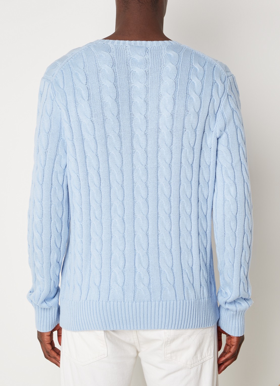 Ralph Lauren Kabelgebreide trui met logoborduring - achterkant 2 bleubell-2xvo