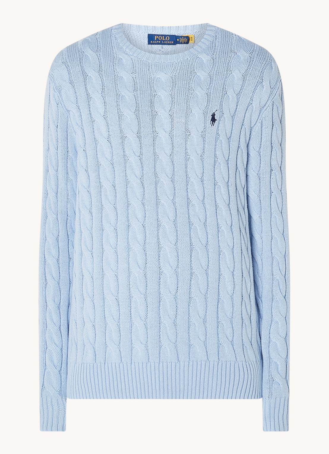 Ralph Lauren Kabelgebreide trui met logoborduring - voorkant 3 bleubell-2xvo