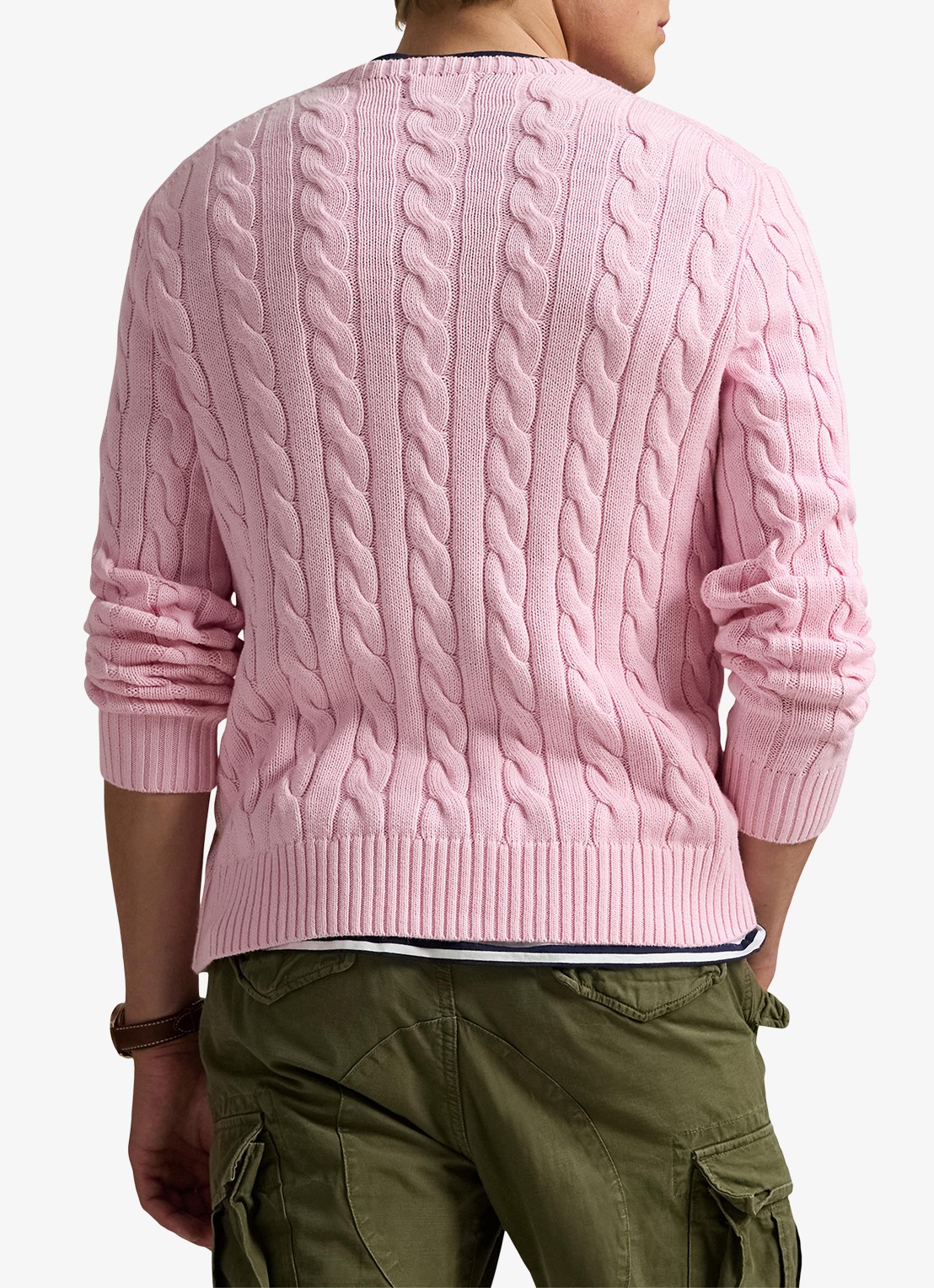 Ralph Lauren Kabelgebreide trui met logoborduring - achterkant 3 carmel pink-2wqc