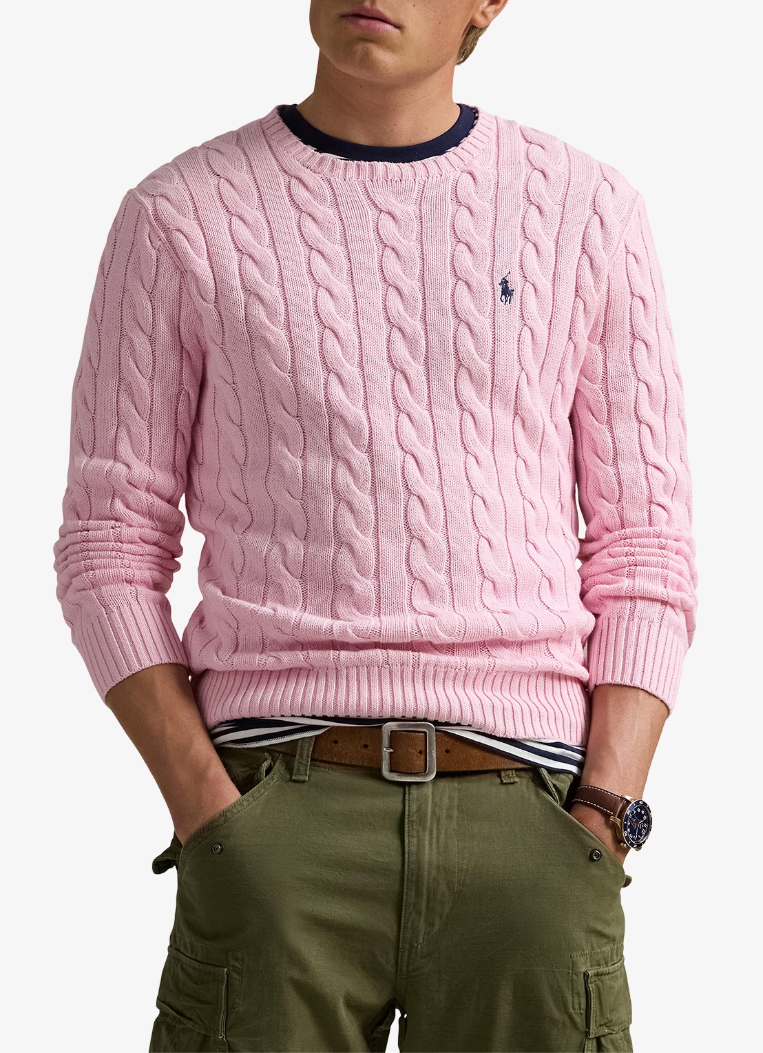 Ralph Lauren Kabelgebreide trui met logoborduring - detail carmel pink-2wqc
