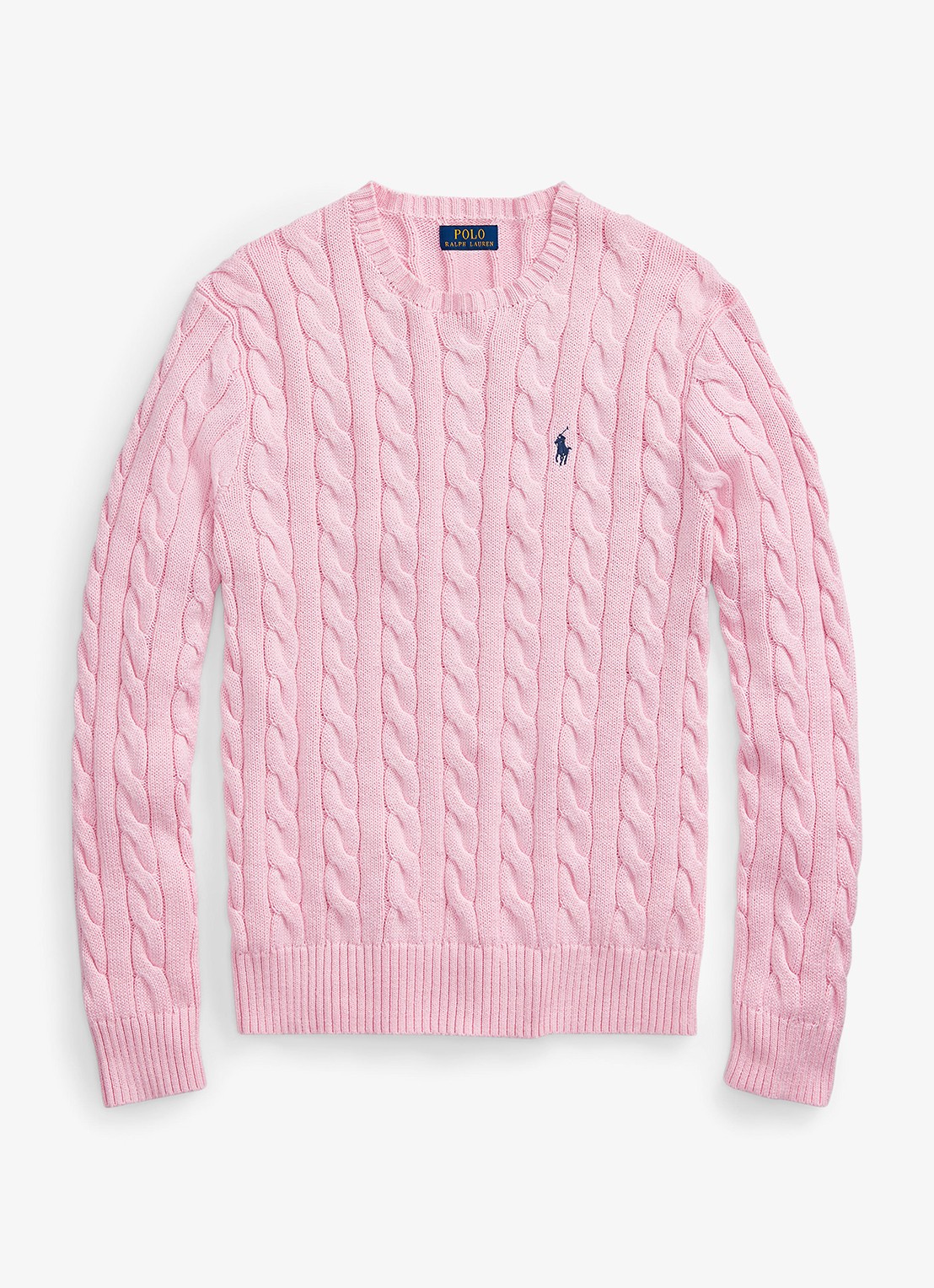 Ralph Lauren Kabelgebreide trui met logoborduring - voorkant 4 carmel pink-2wqc