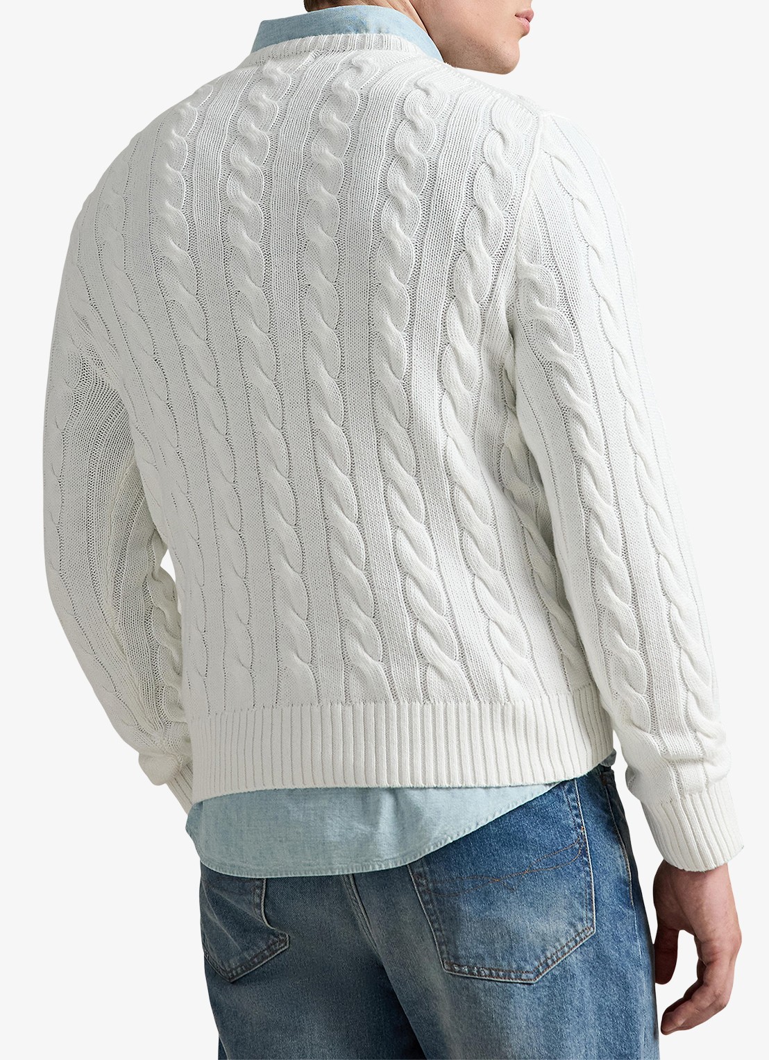 Ralph Lauren Kabelgebreide trui met logoborduring - achterkant 3 white-2wcf