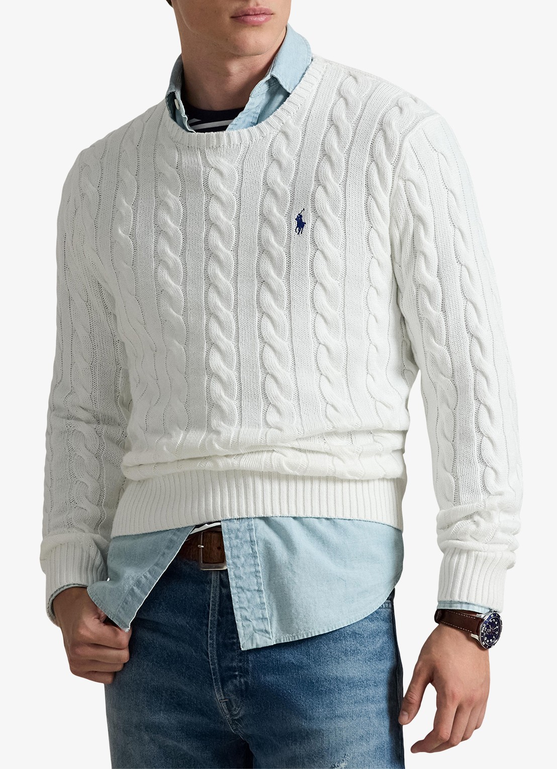 Ralph Lauren Kabelgebreide trui met logoborduring - detail 4 white-2wcf
