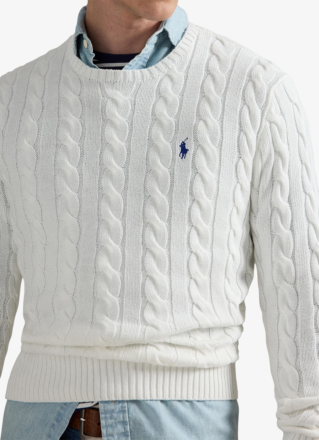 Ralph Lauren Kabelgebreide trui met logoborduring - detail 5 white-2wcf