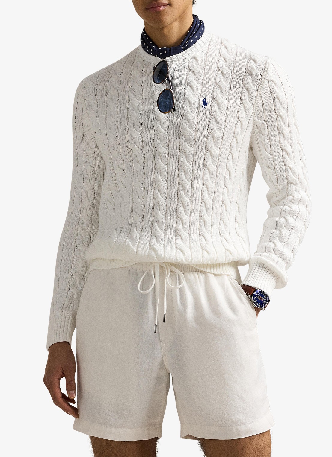 Ralph Lauren Kabelgebreide trui met logoborduring - detail 6 white-2wcf