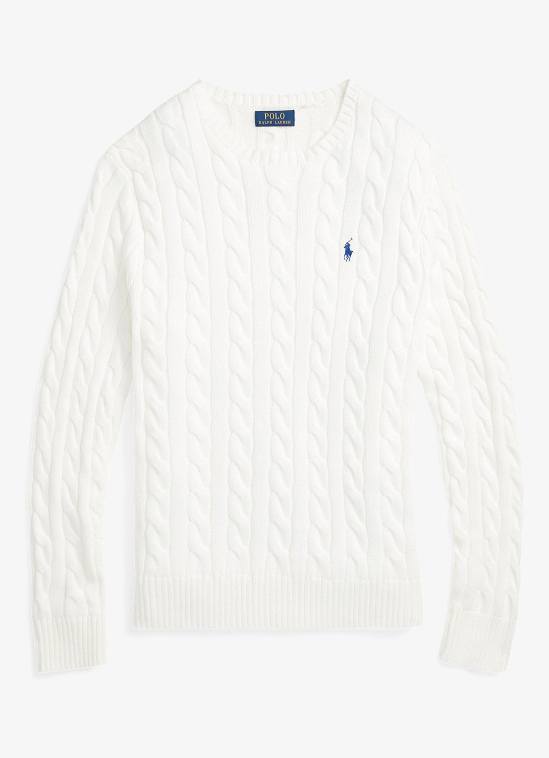 Ralph Lauren Kabelgebreide trui met logoborduring - voorkant white-2wcf