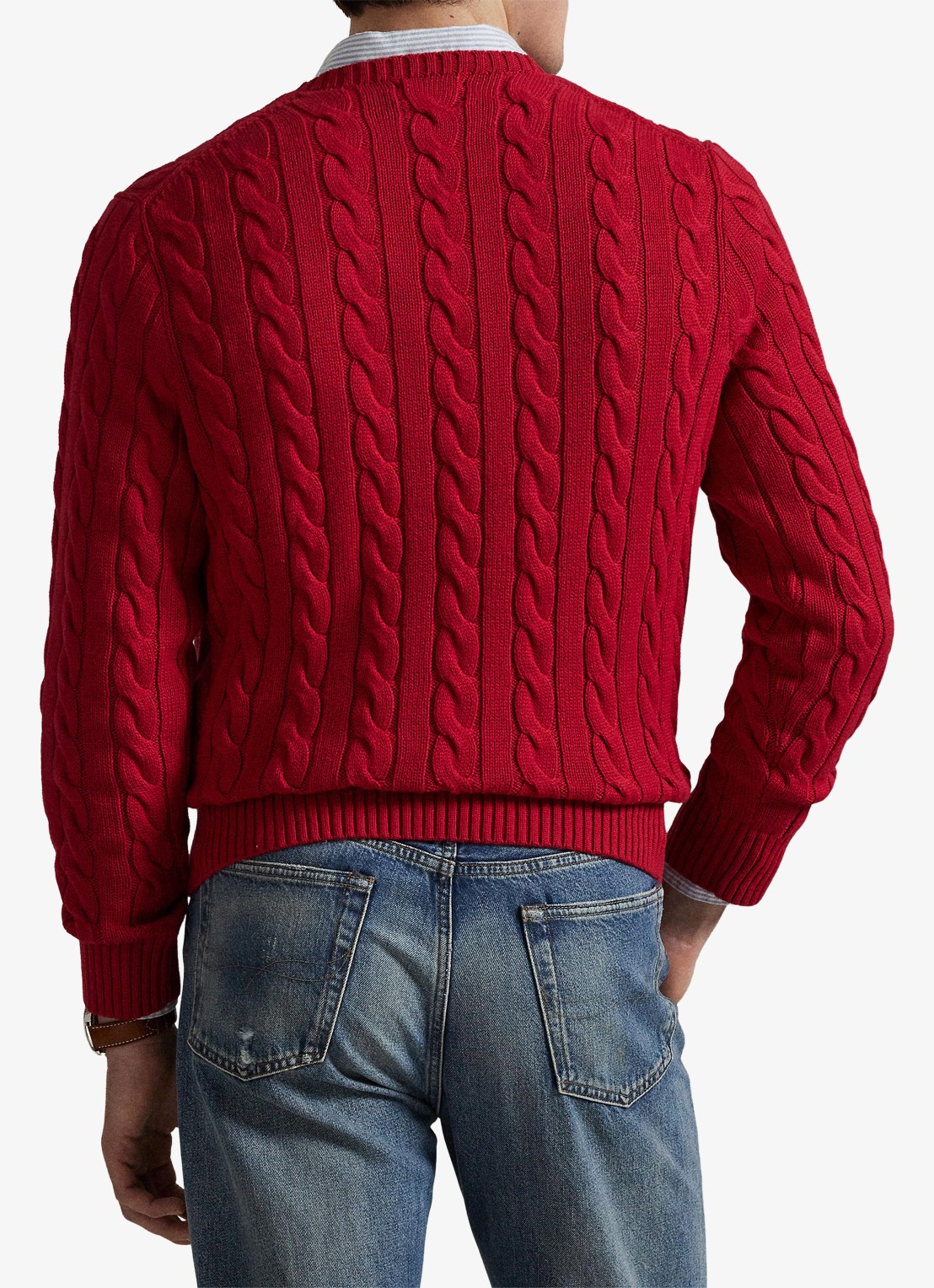 Ralph Lauren Kabelgebreide trui met logoborduring - achterkant 2 park avenue red-2zpd