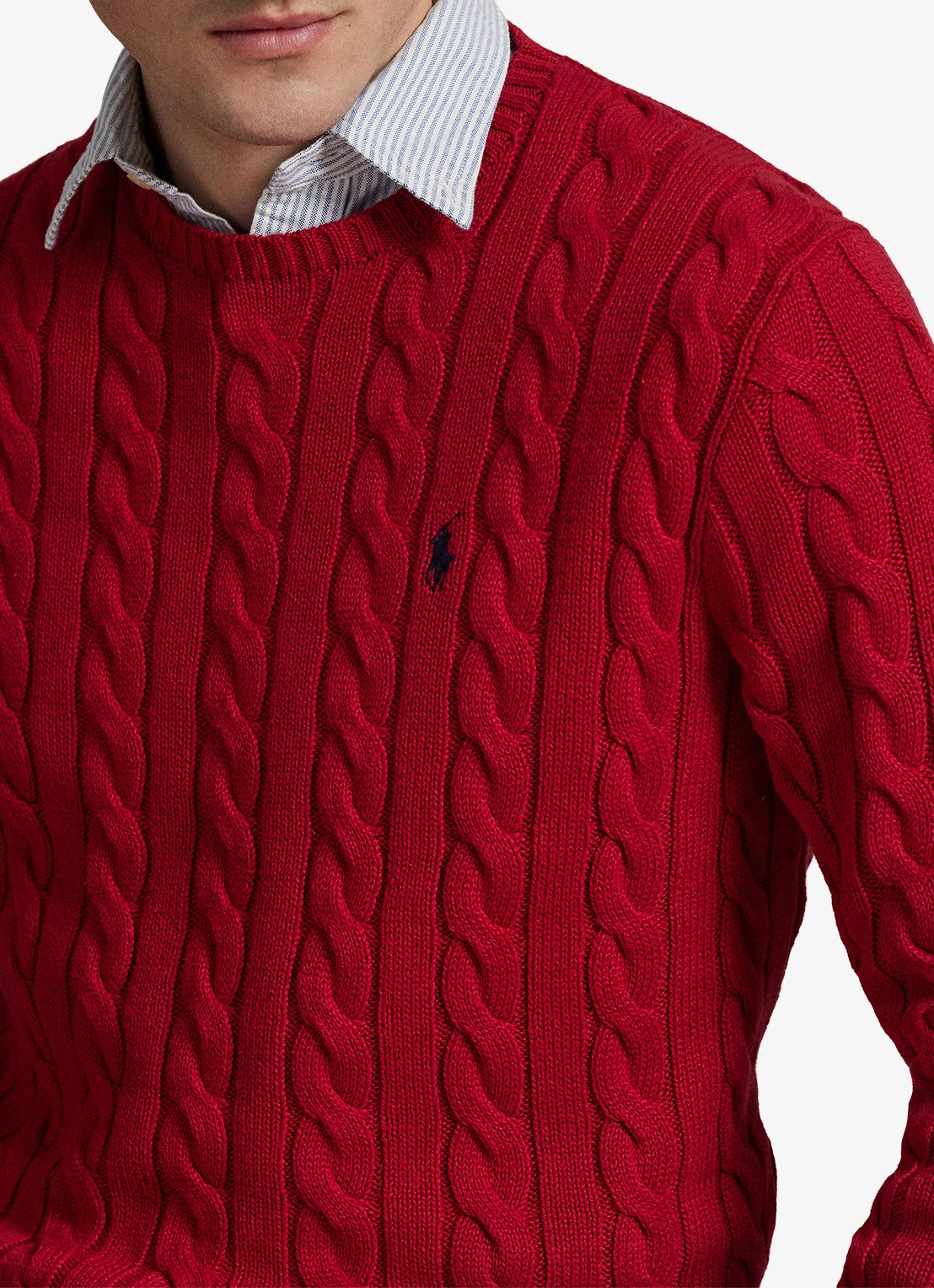 Ralph Lauren Kabelgebreide trui met logoborduring - detail 6 park avenue red-2zpd